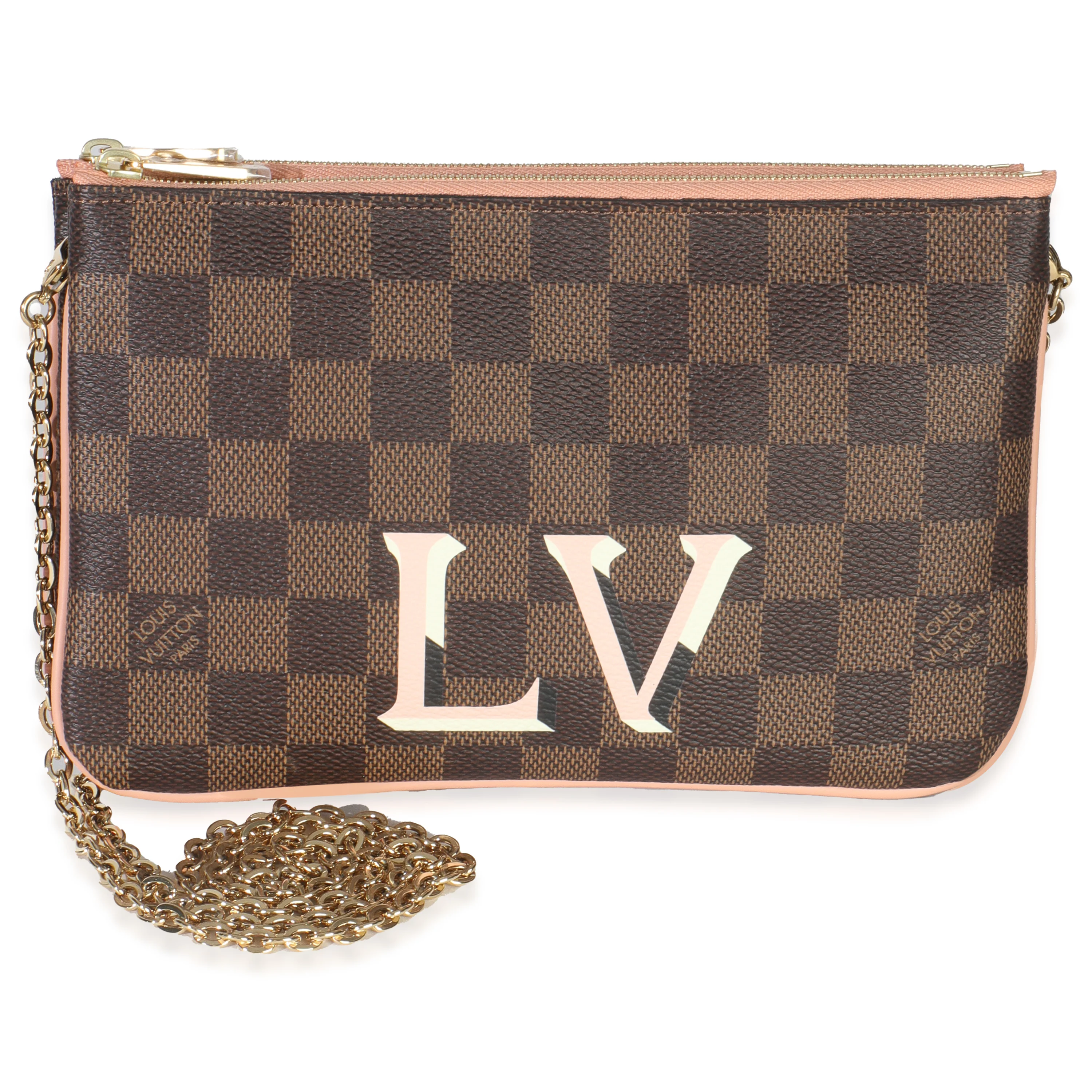 Damier Ebene Canvas Double Zip Pochette