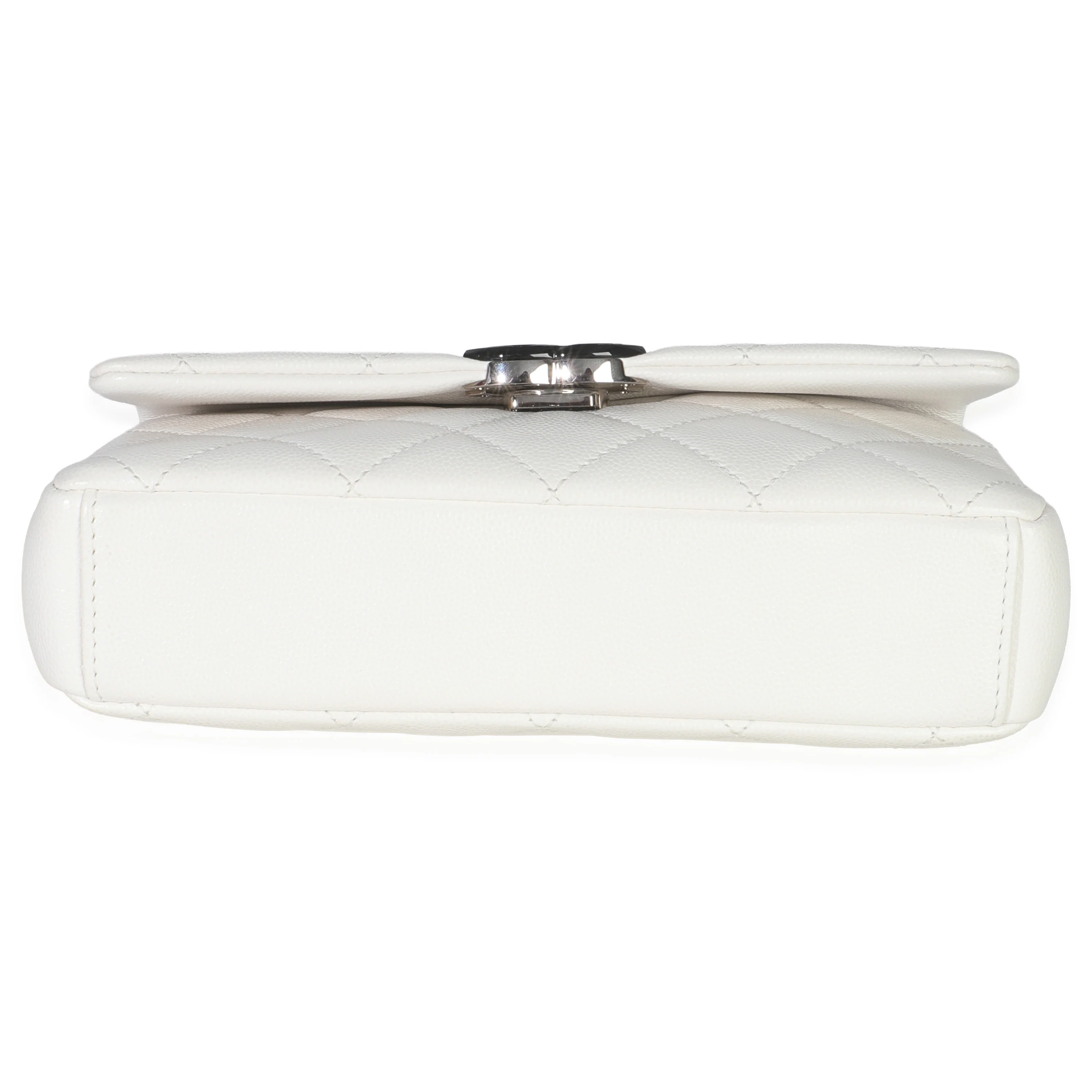 White Quilted Caviar Mini My Everything Flap Handbag - Image 5
