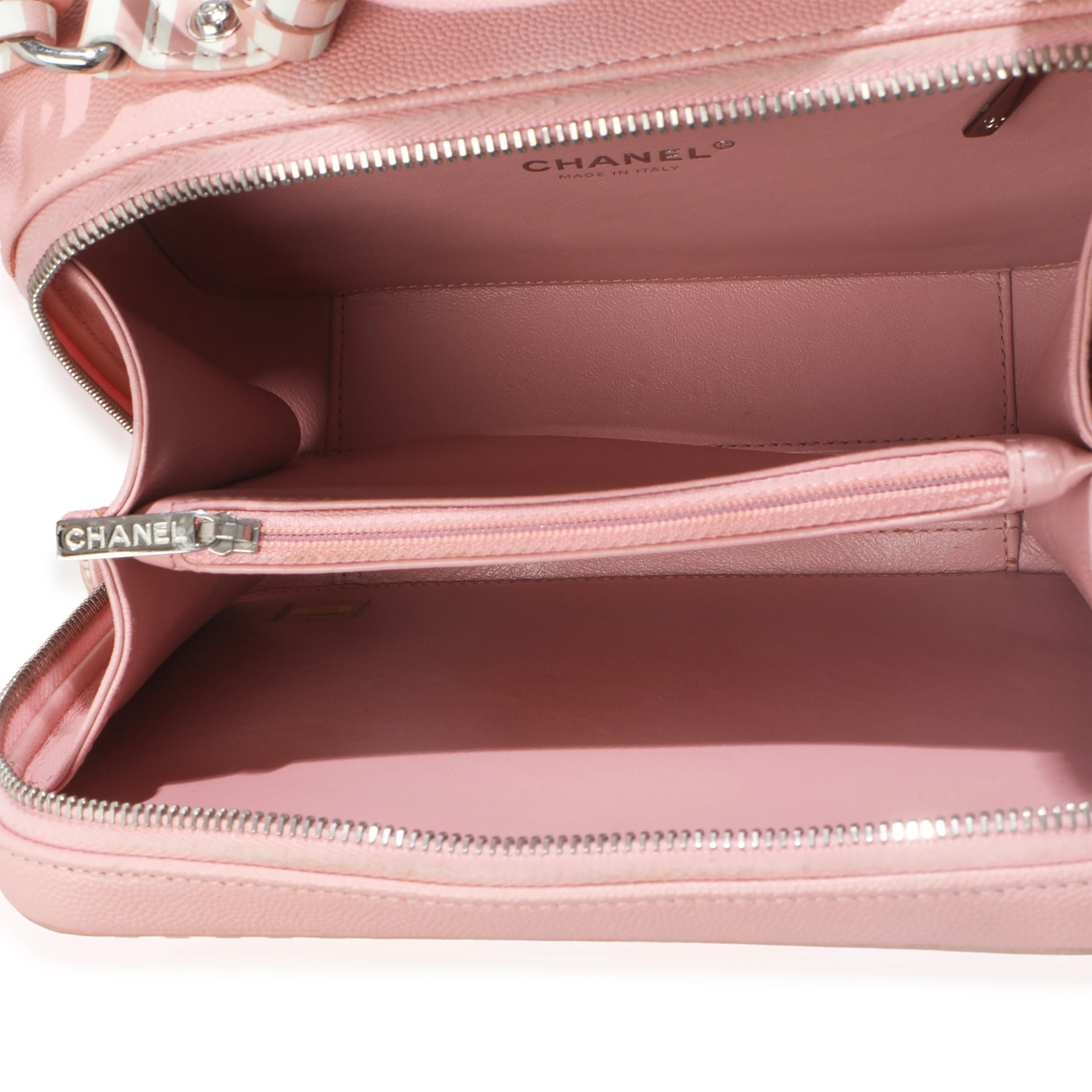 Pink Quilted Caviar Striped Medium CC Filigree Vanity Case - Image 9