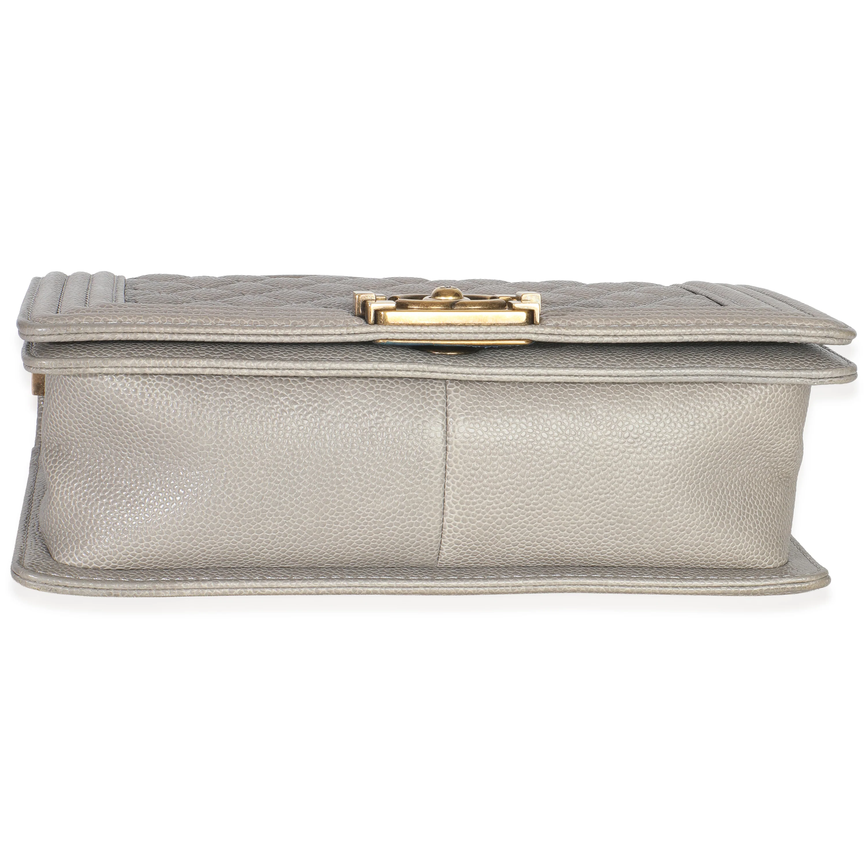 Beige Quilted Caviar Old Medium Boy Handbag - Image 5