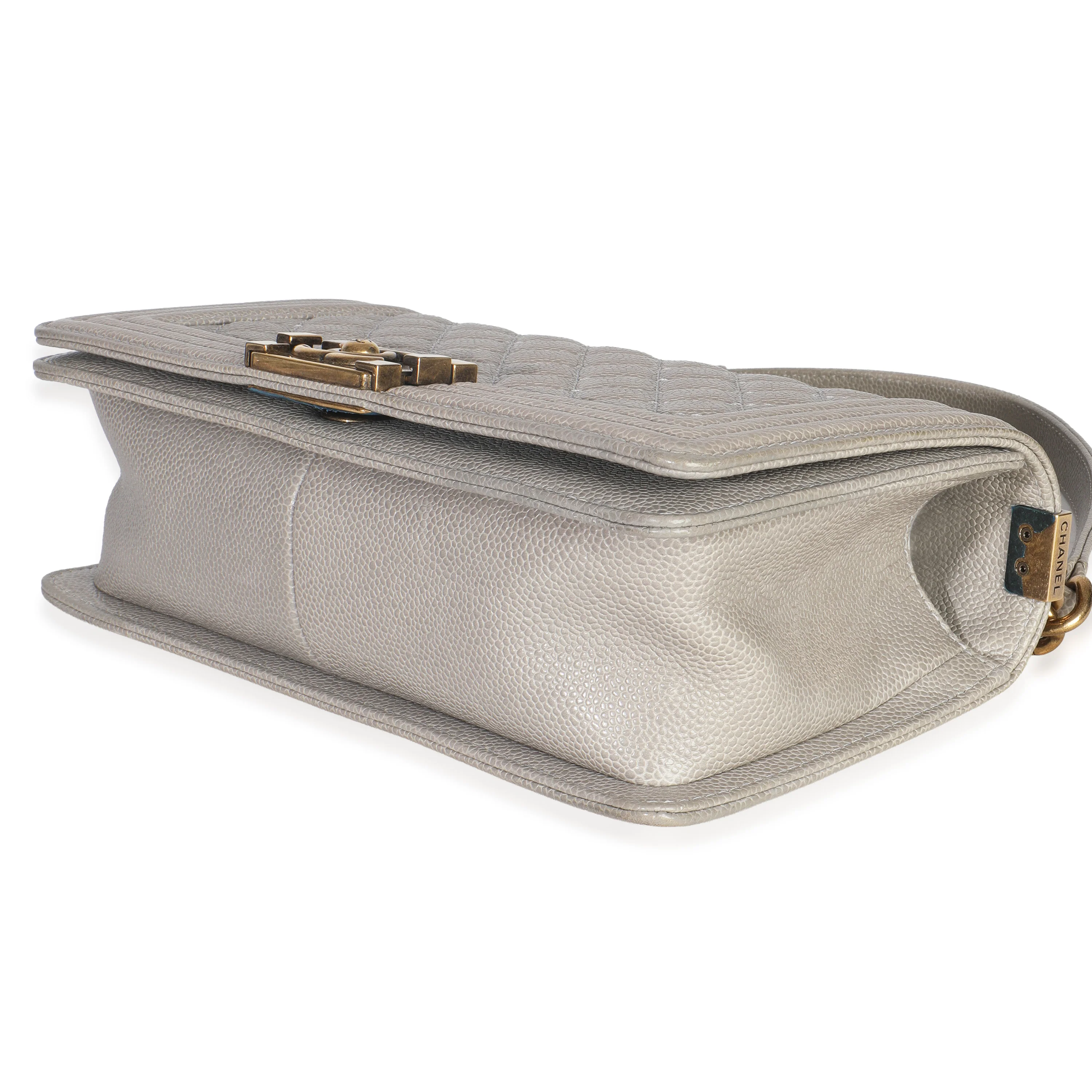 Beige Quilted Caviar Old Medium Boy Handbag - Image 6