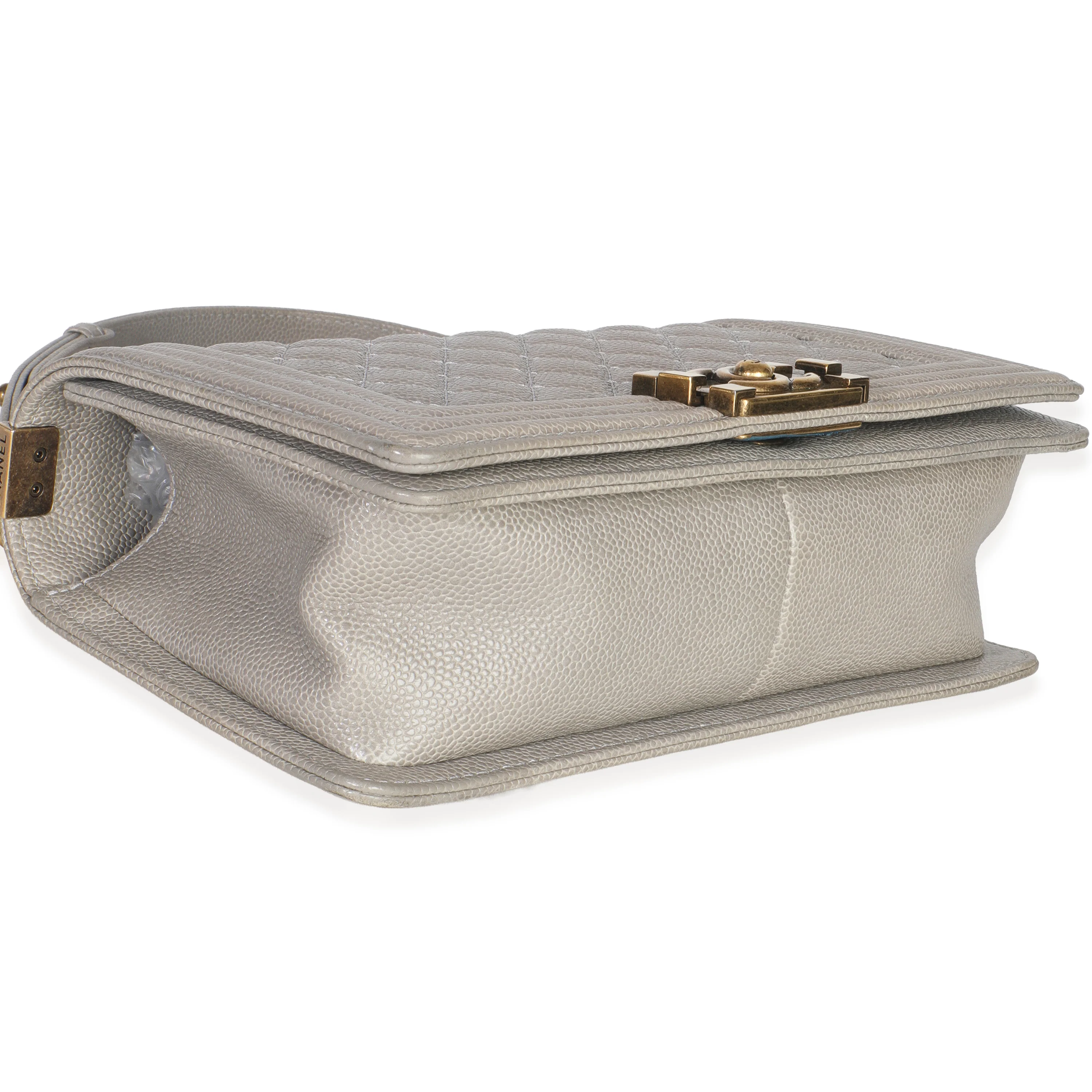 Beige Quilted Caviar Old Medium Boy Handbag - Image 8