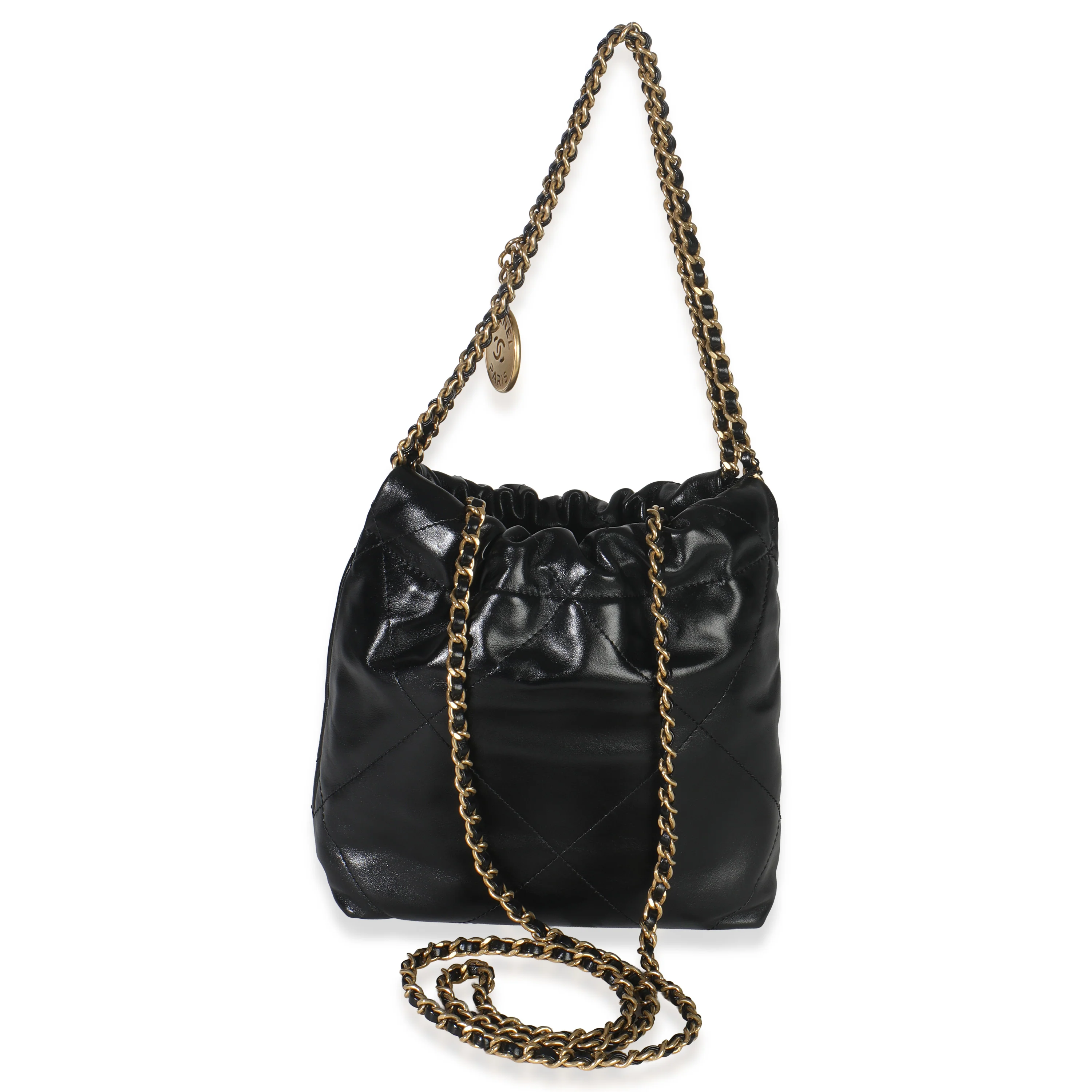Black Quilted Calfskin Mini Chanel 22 Hobo - Image 4