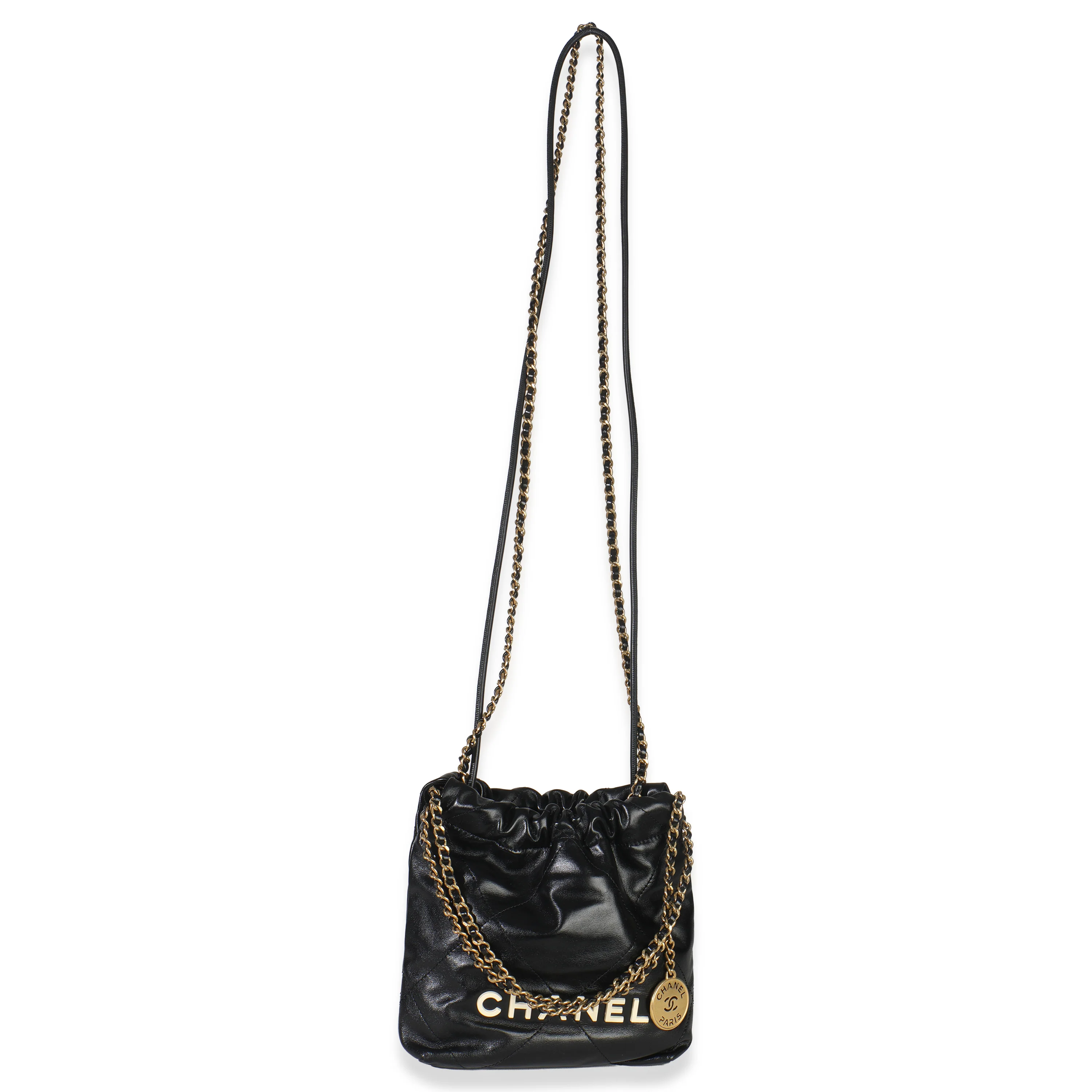 Black Quilted Calfskin Mini Chanel 22 Hobo - Image 5