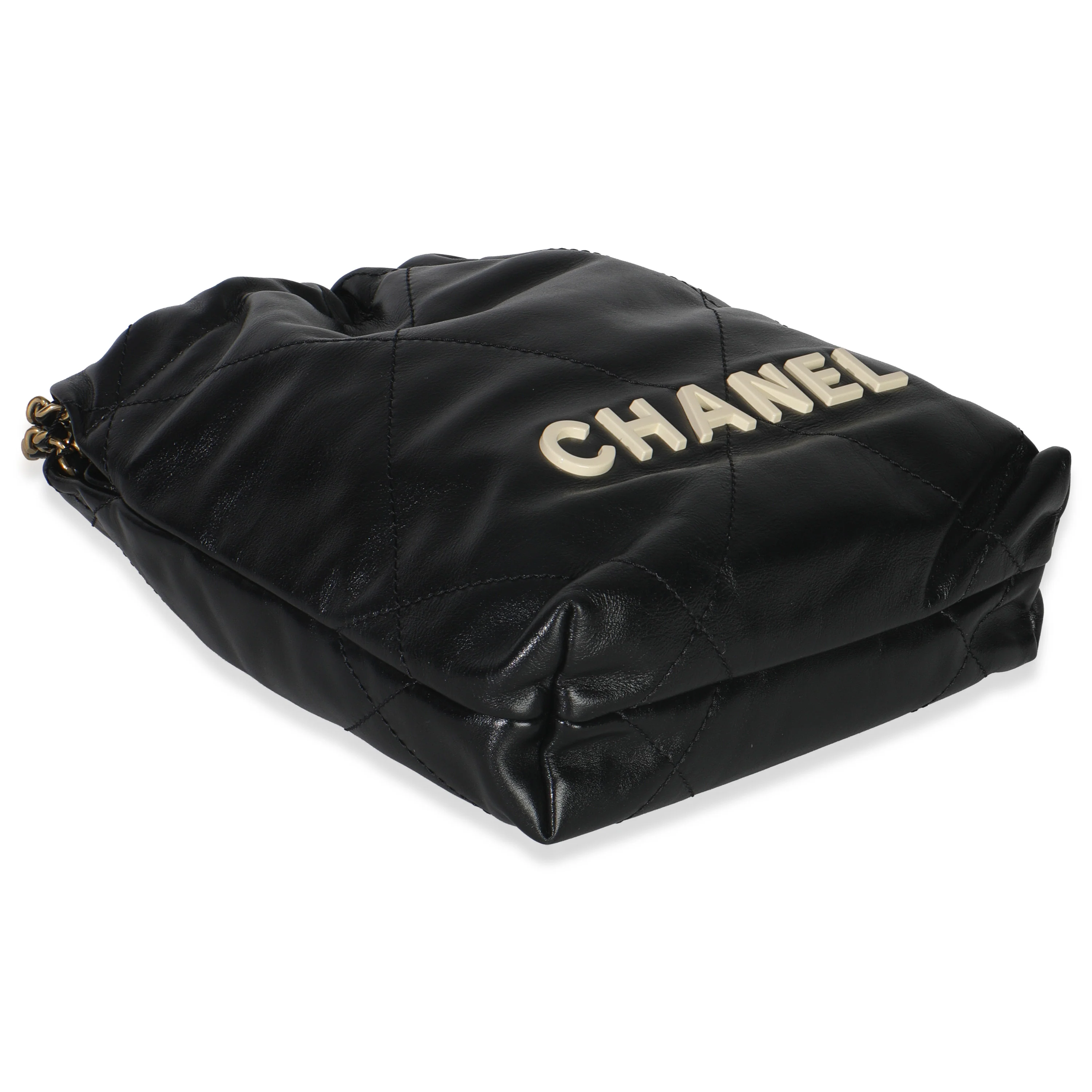 Black Quilted Calfskin Mini Chanel 22 Hobo - Image 8