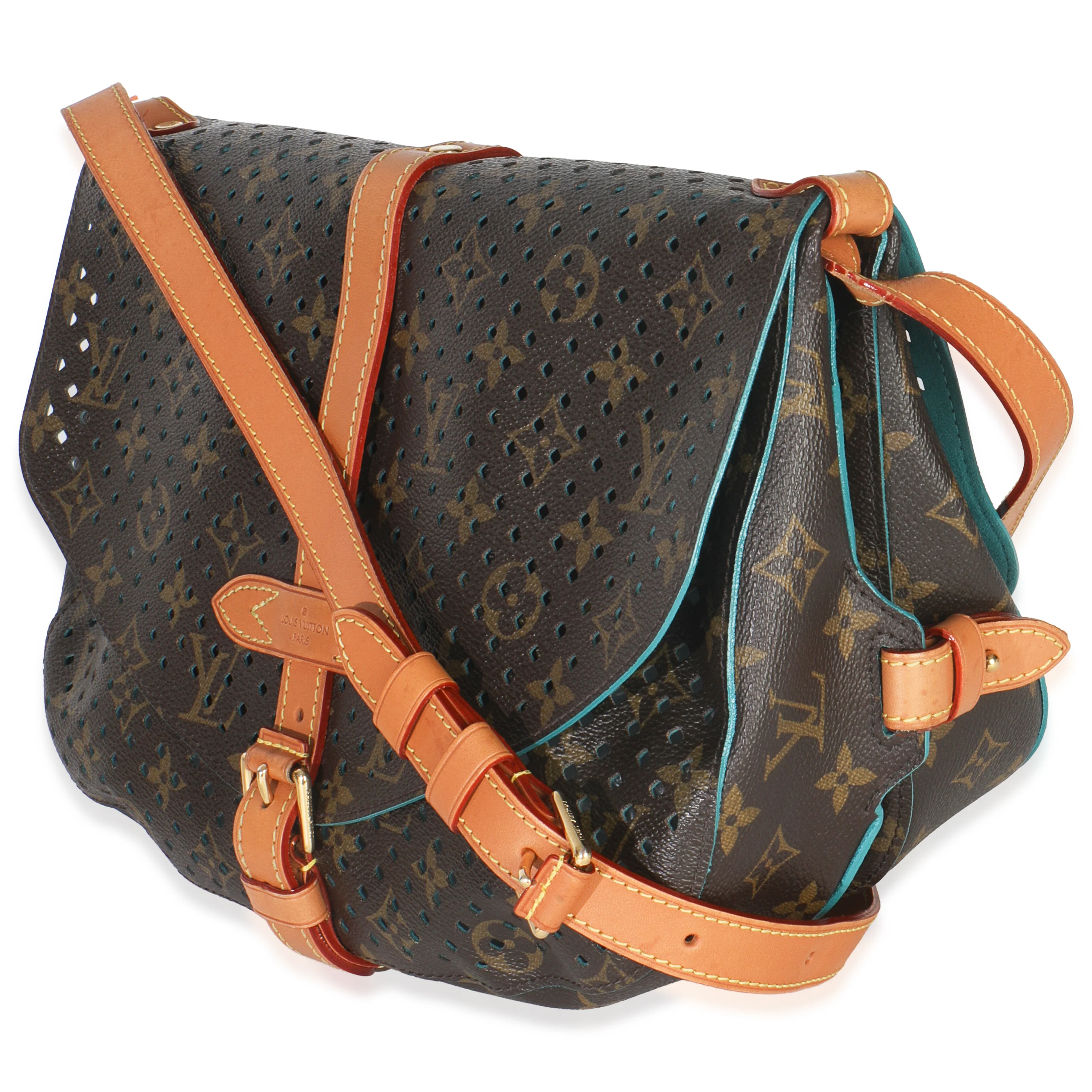 Teal Monogram Canvas Flore Perforated Saumur - Image 2