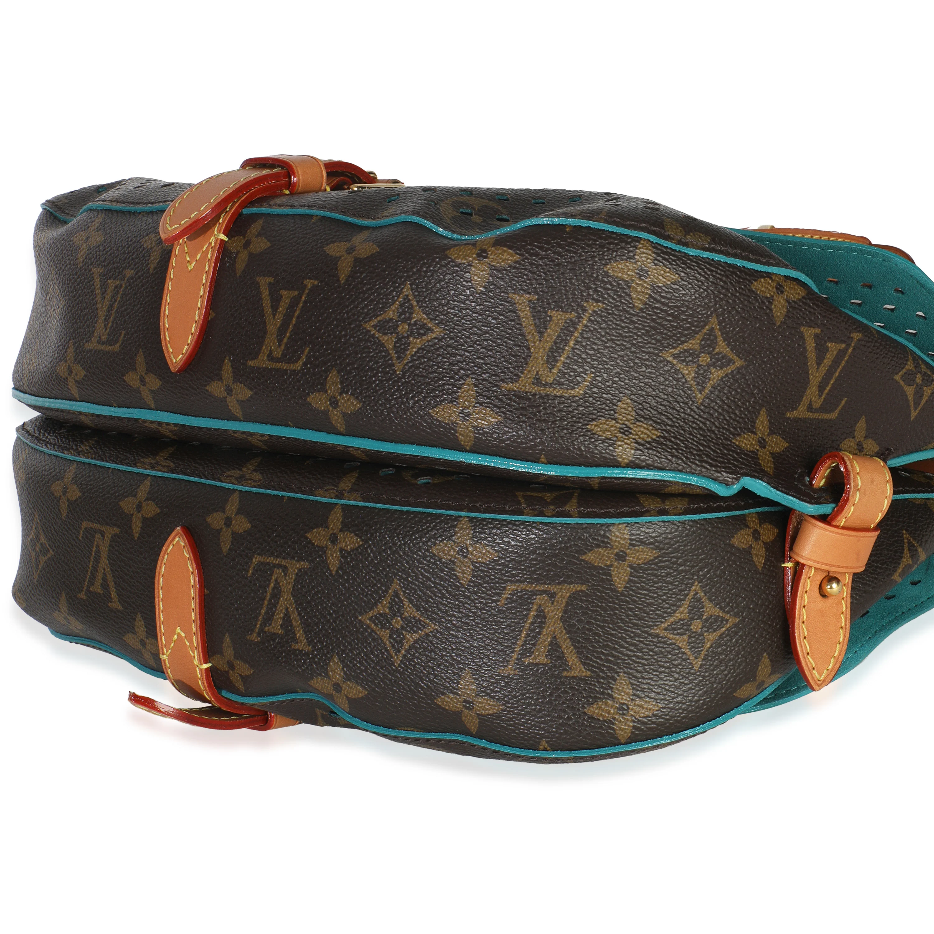 Teal Monogram Canvas Flore Perforated Saumur - Image 4