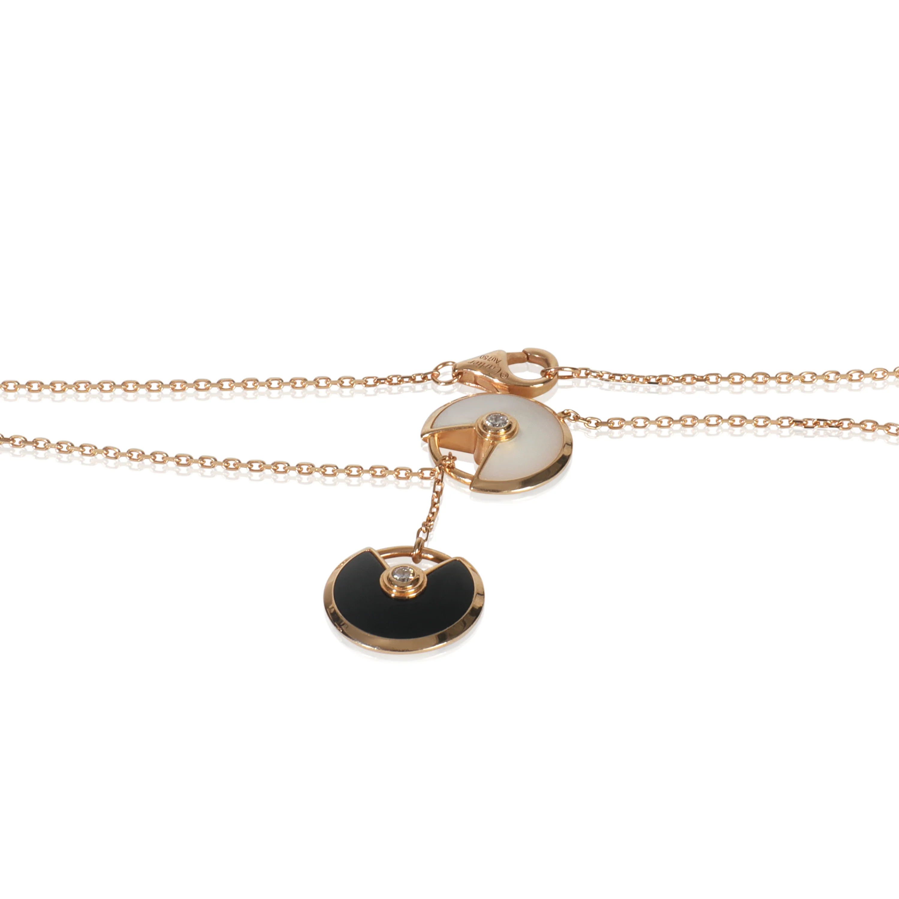 Rose Gold Mother Of Pearl and Onyx Amulette de Cartier Lariat Necklace - Image 2