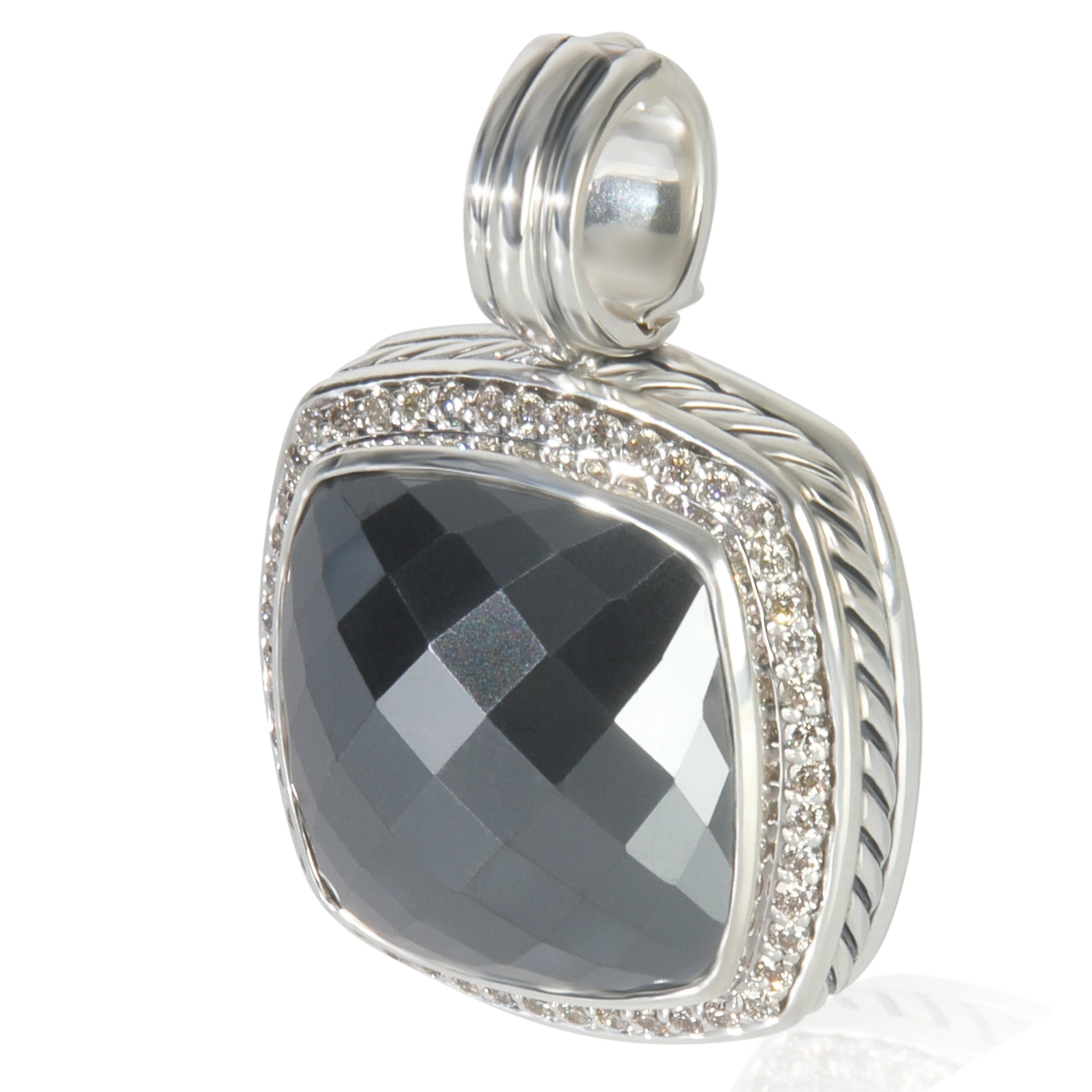 Sterling Silver Hematite and Diamond 17mm Albion Pendant - Image 2