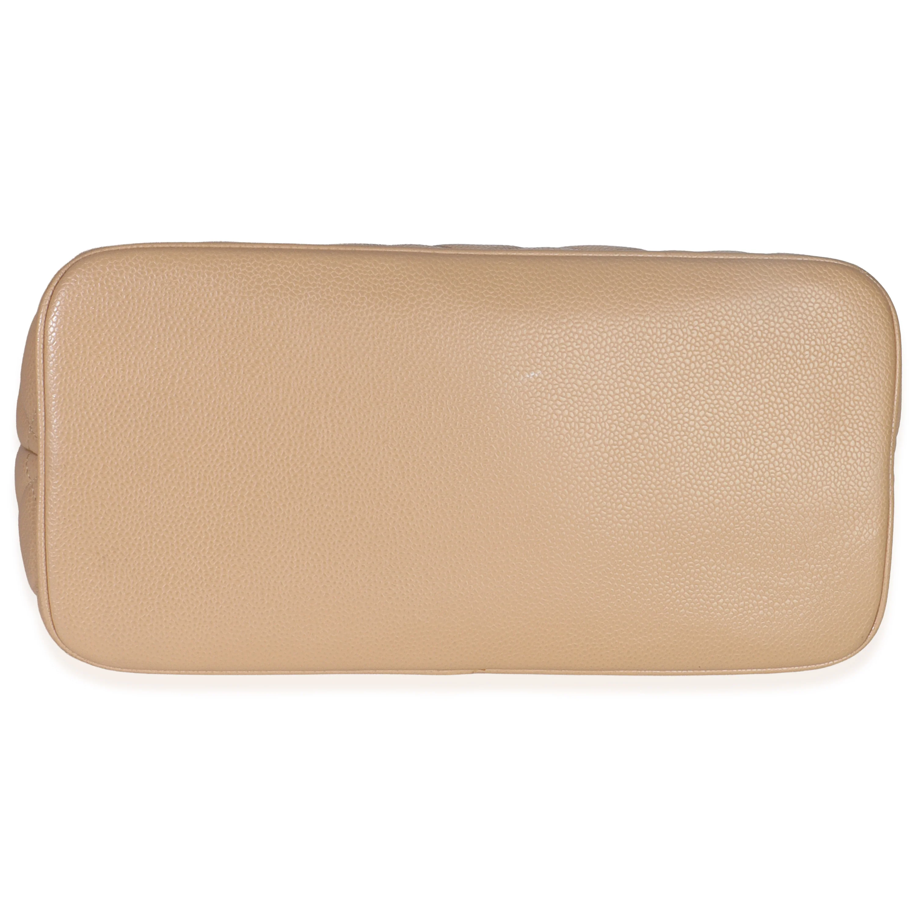 Beige Quilted Caviar Medallion Tote - Image 5