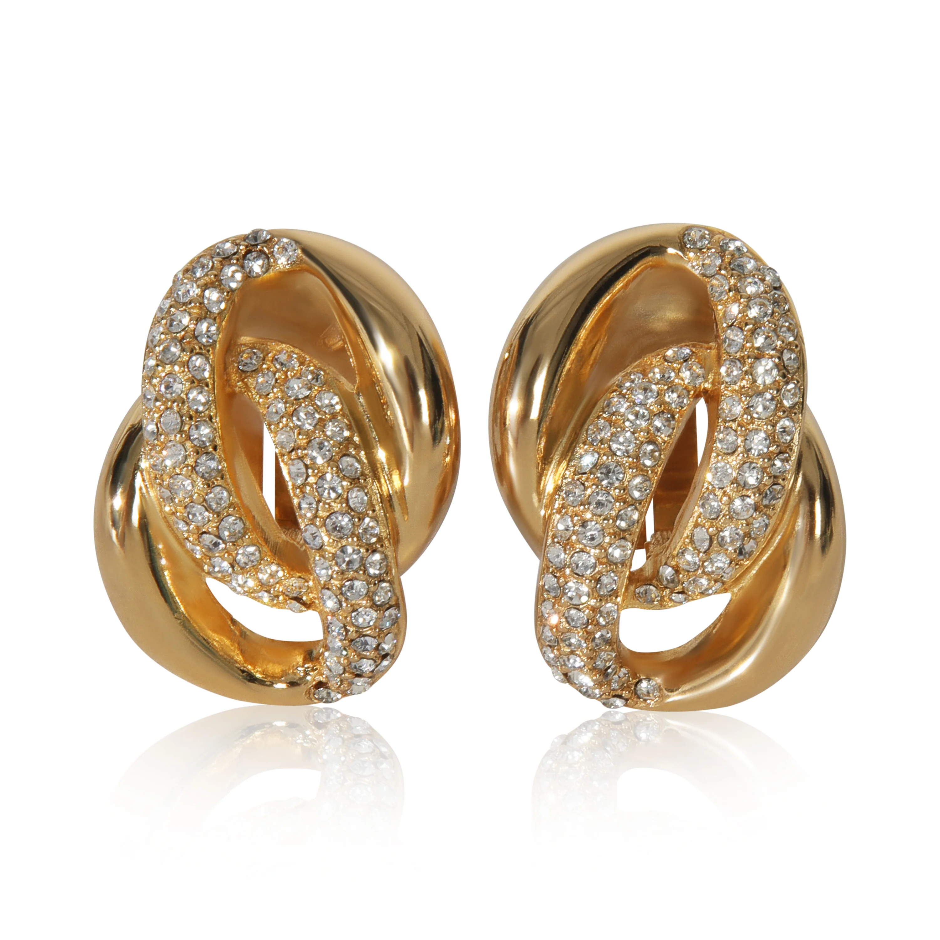 Gold-Plated Strass Chain Link Earrings