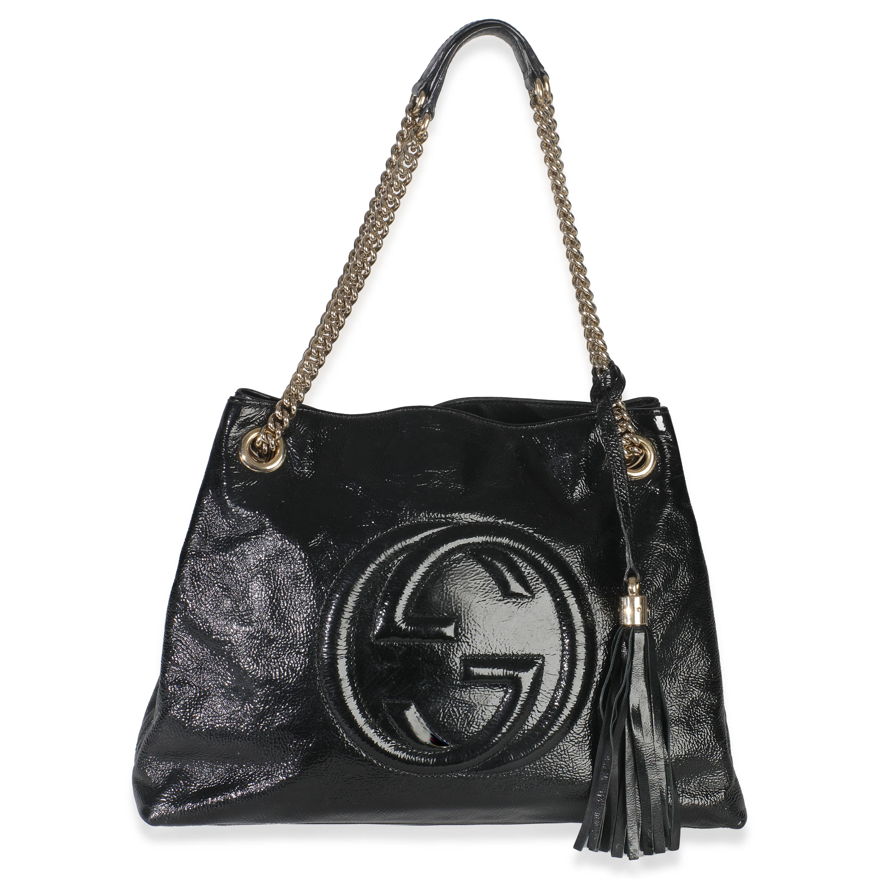 Black Patent Leather Medium Soho Chain Shoulder Bag