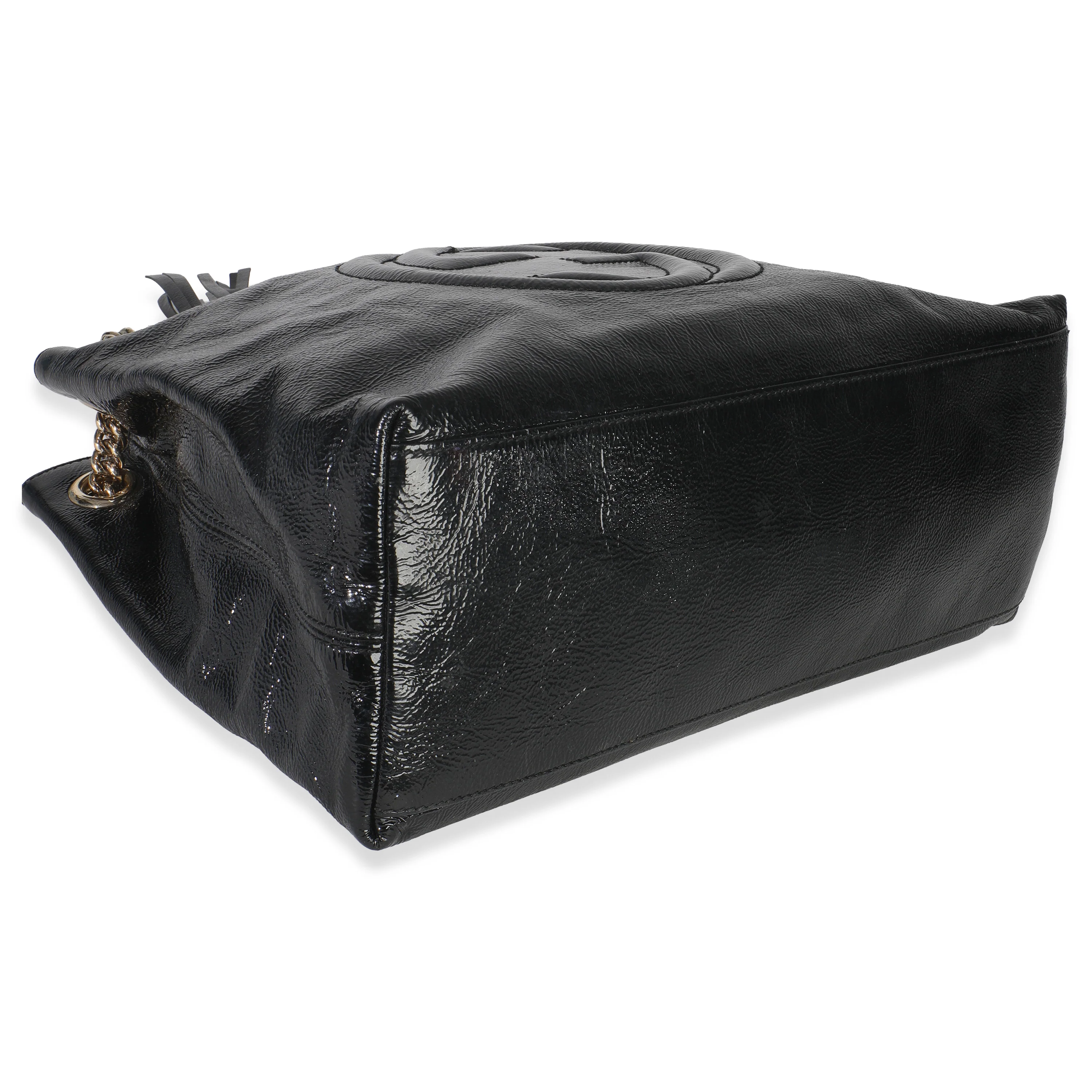 Black Patent Leather Medium Soho Chain Shoulder Bag - Image 5