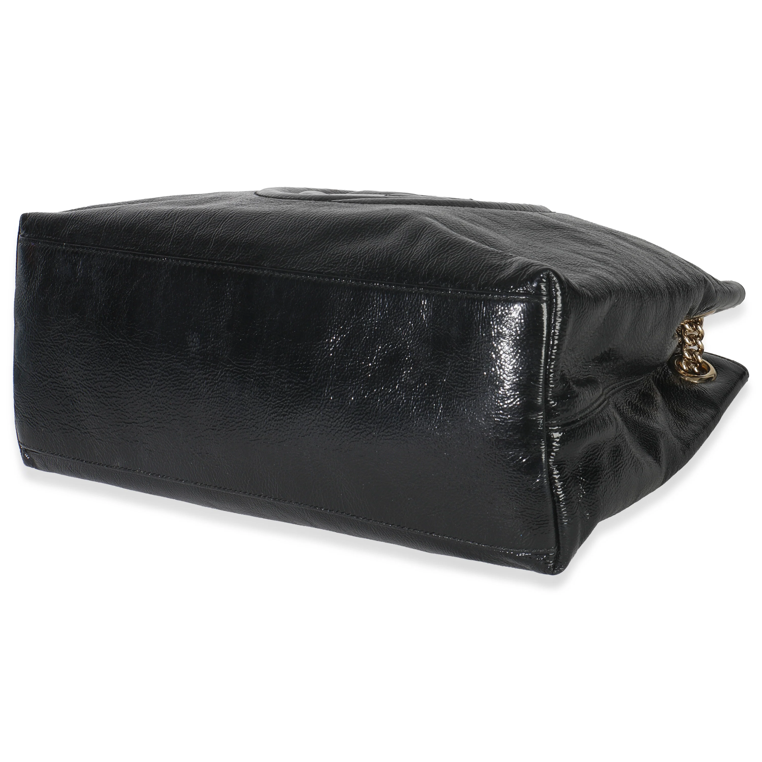 Black Patent Leather Medium Soho Chain Shoulder Bag - Image 6