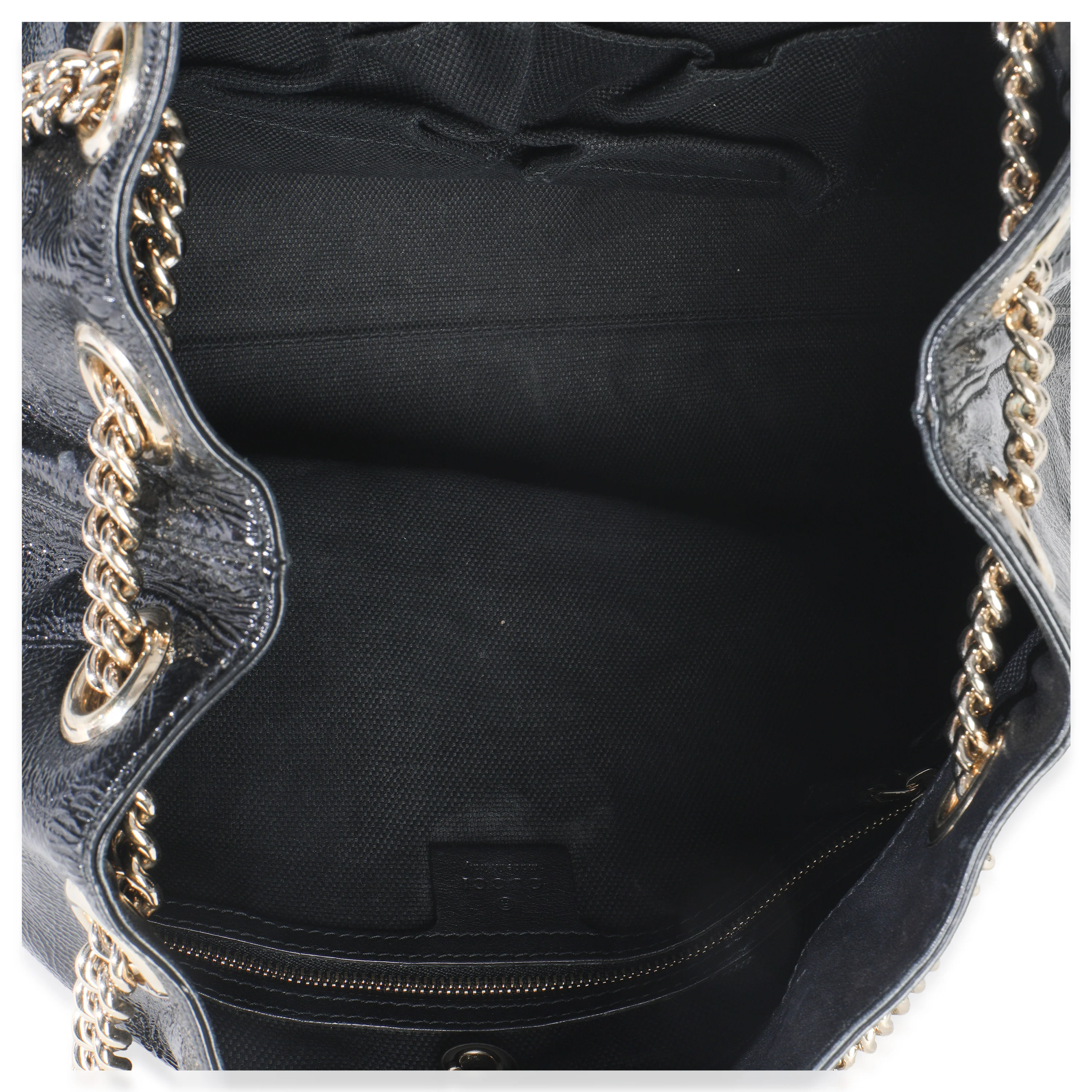 Black Patent Leather Medium Soho Chain Shoulder Bag - Image 8