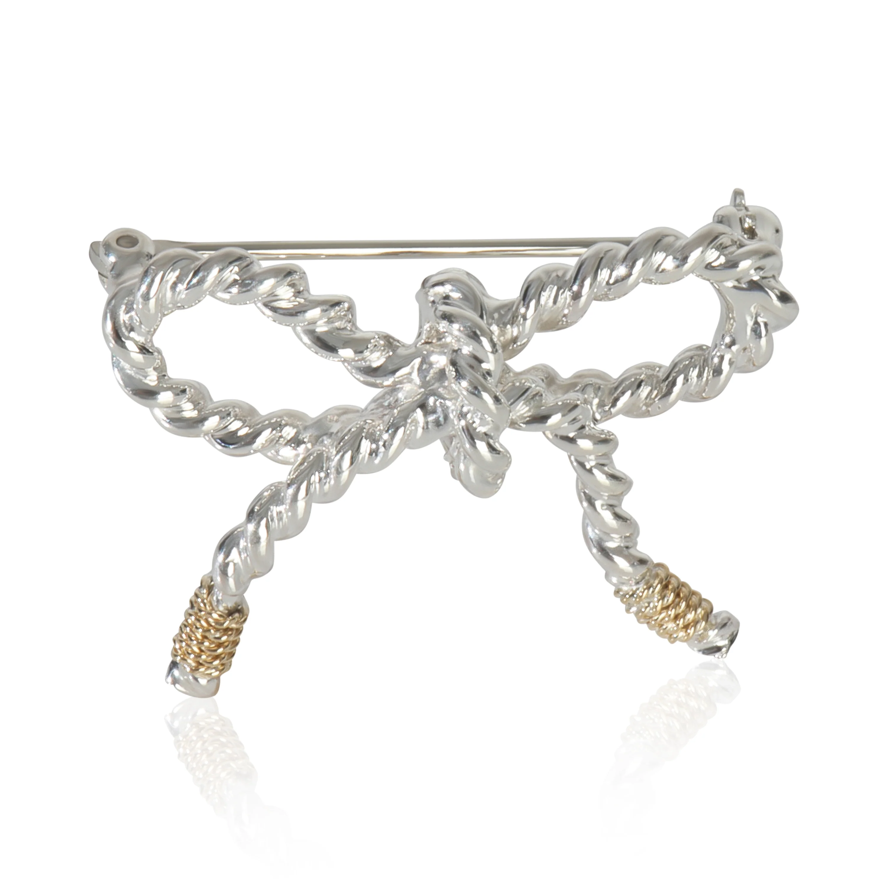 Yellow Gold & Sterling Silver Vintage Bow Brooch