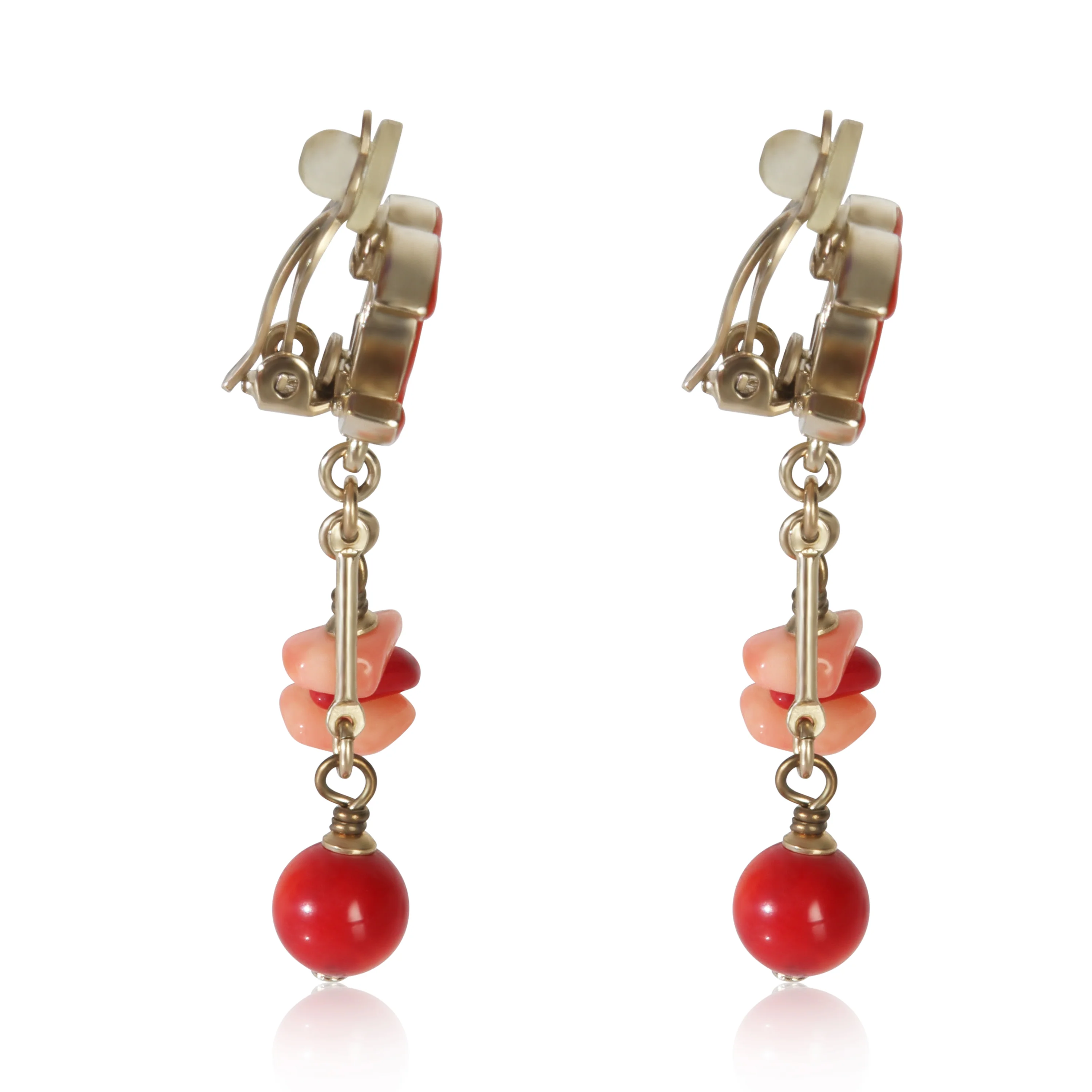 Gold-Plated  2011 Red Enamel CC Earrings - Image 2