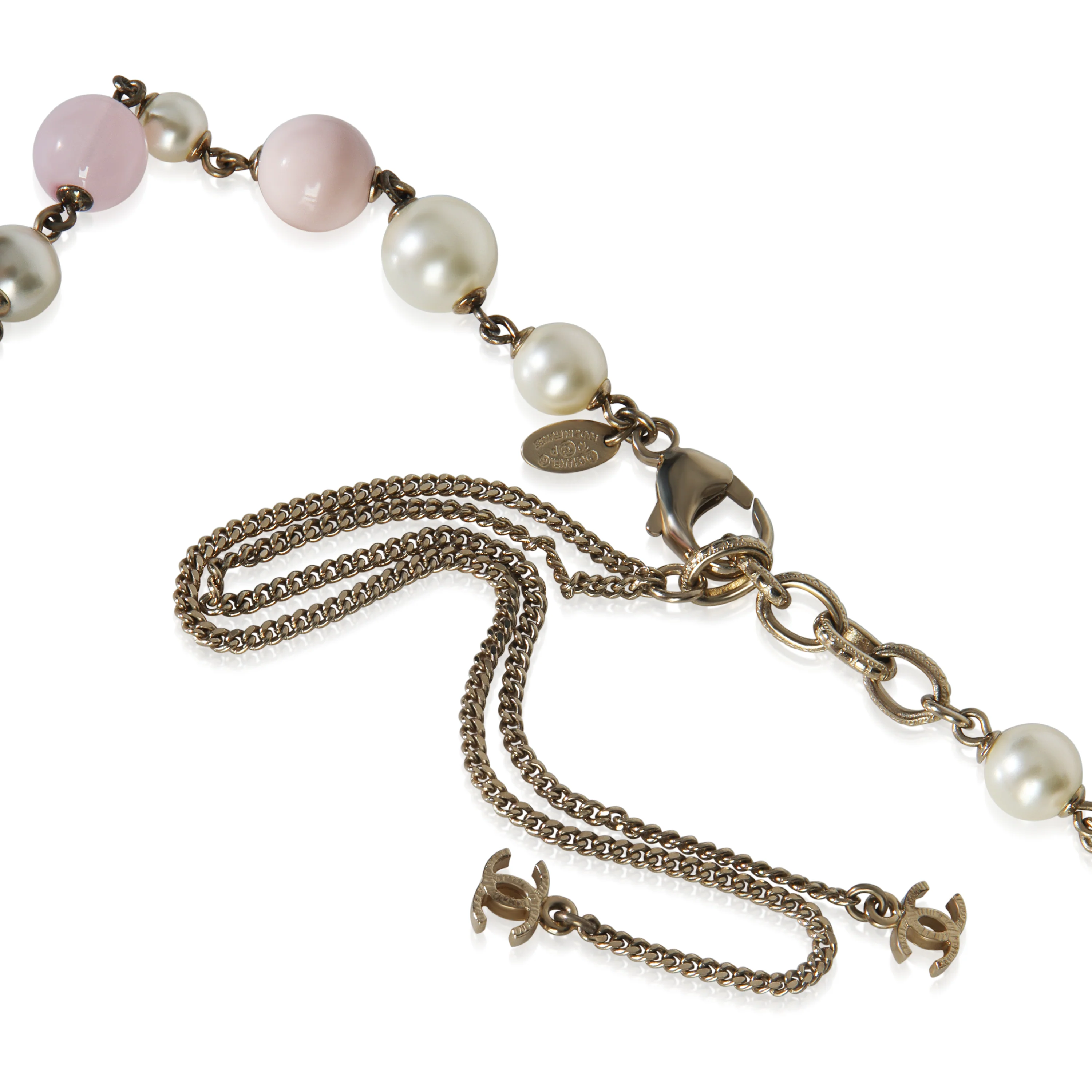 Gold-Plated 2010 Multicolor Bead & Faux Pearl CC Necklace - Image 2