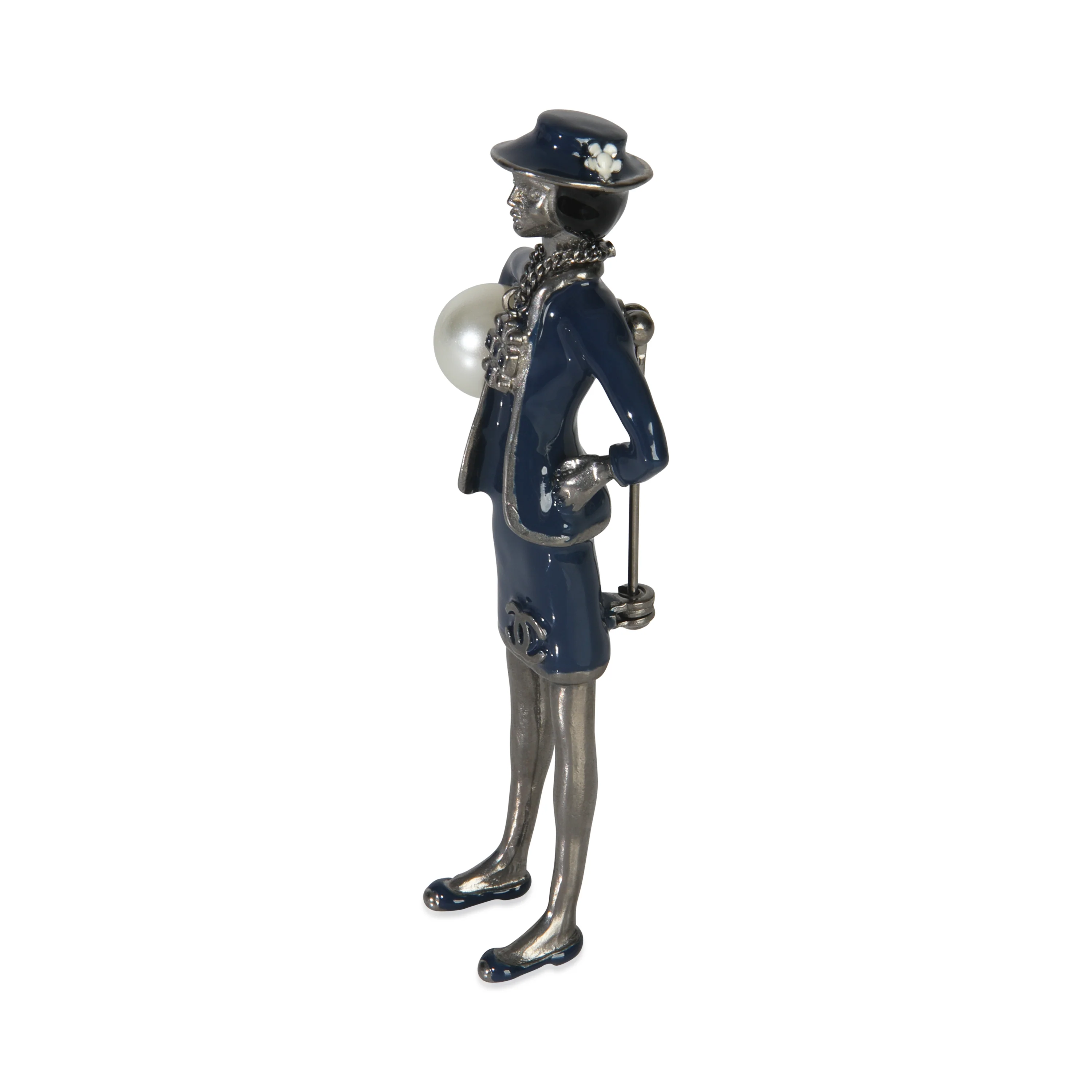 2012 Faux Pearl & Enamel Mademoiselle Brooch - Image 2
