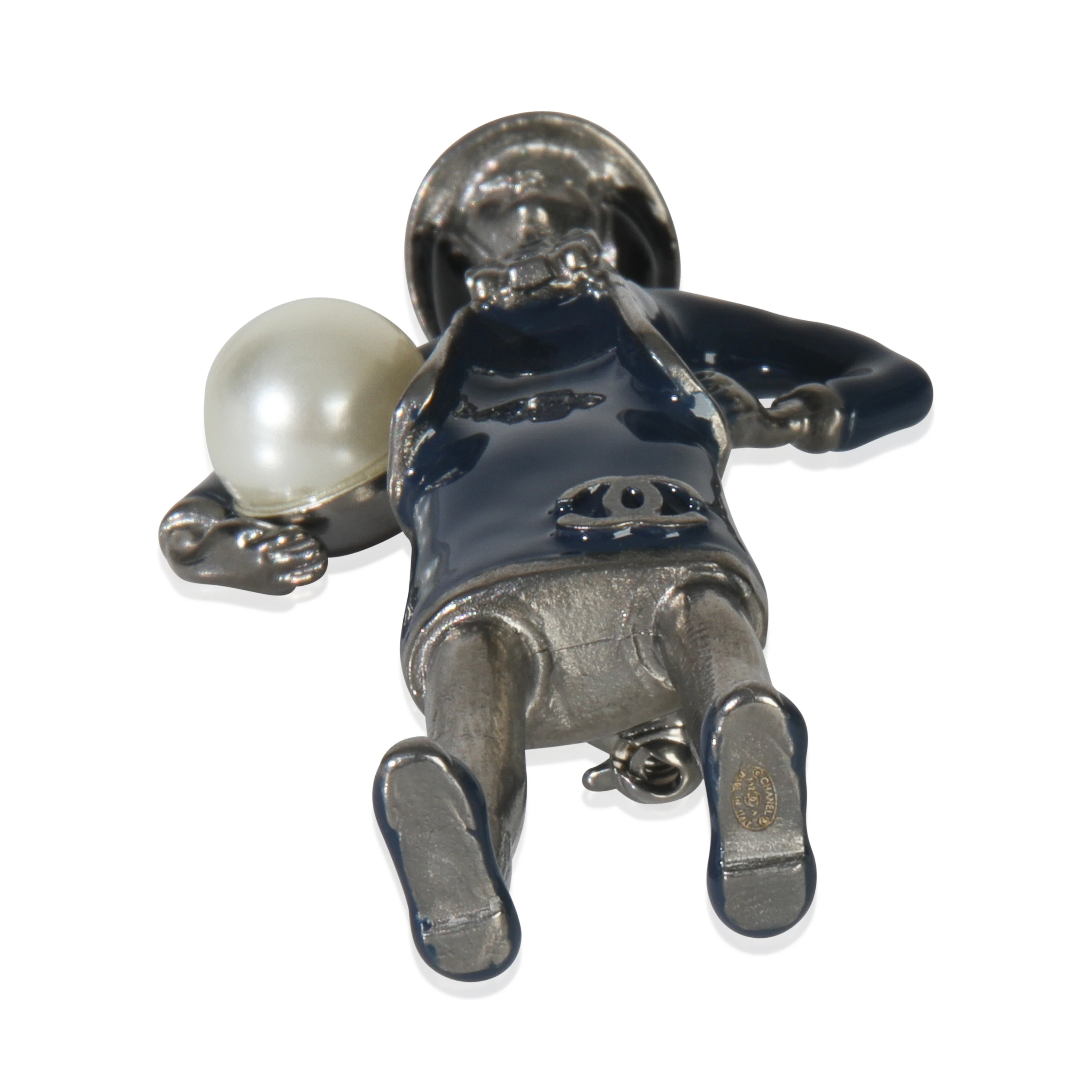 2012 Faux Pearl & Enamel Mademoiselle Brooch - Image 4