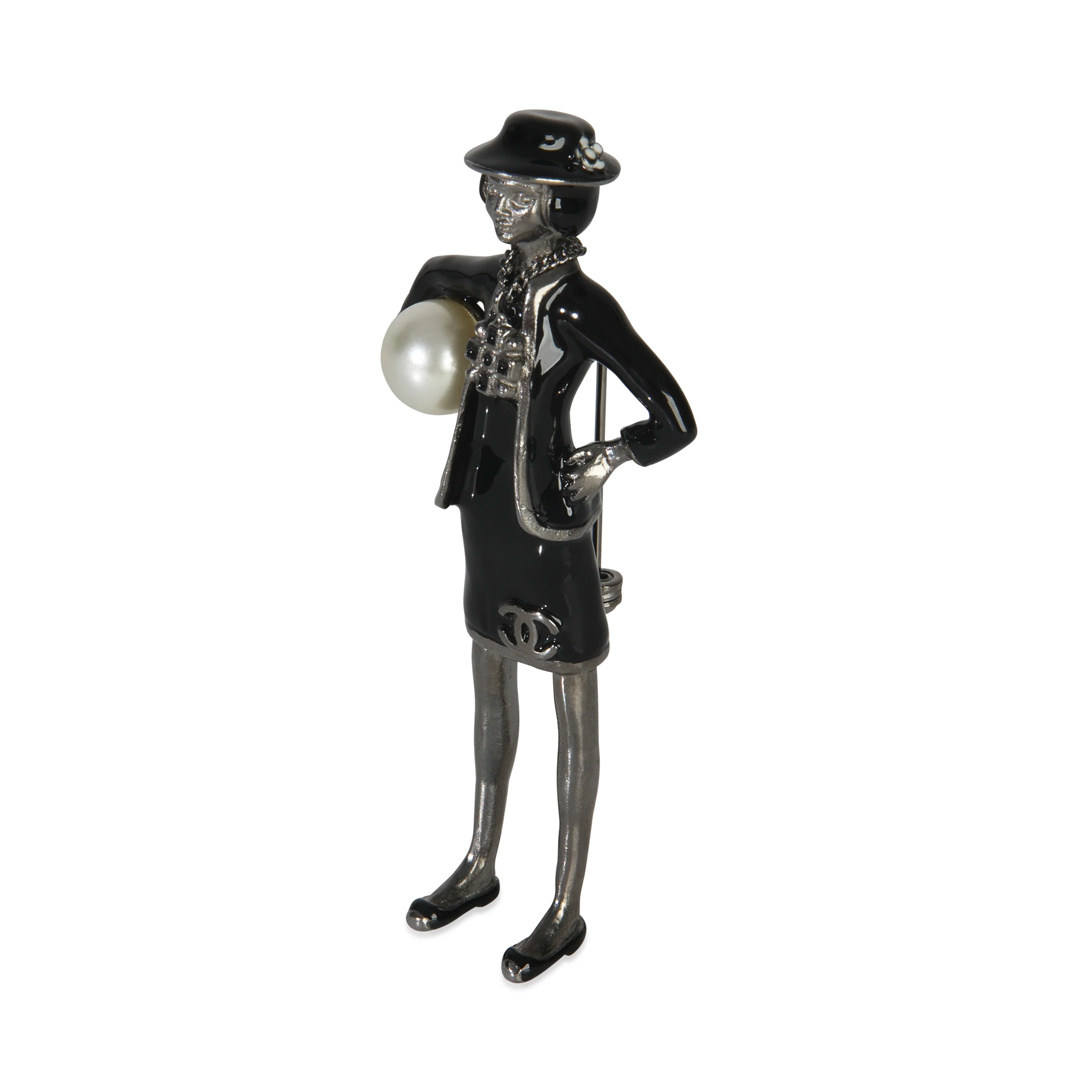 2012 Faux Pearl & Enamel Mademoiselle Brooch Brooch - Image 2