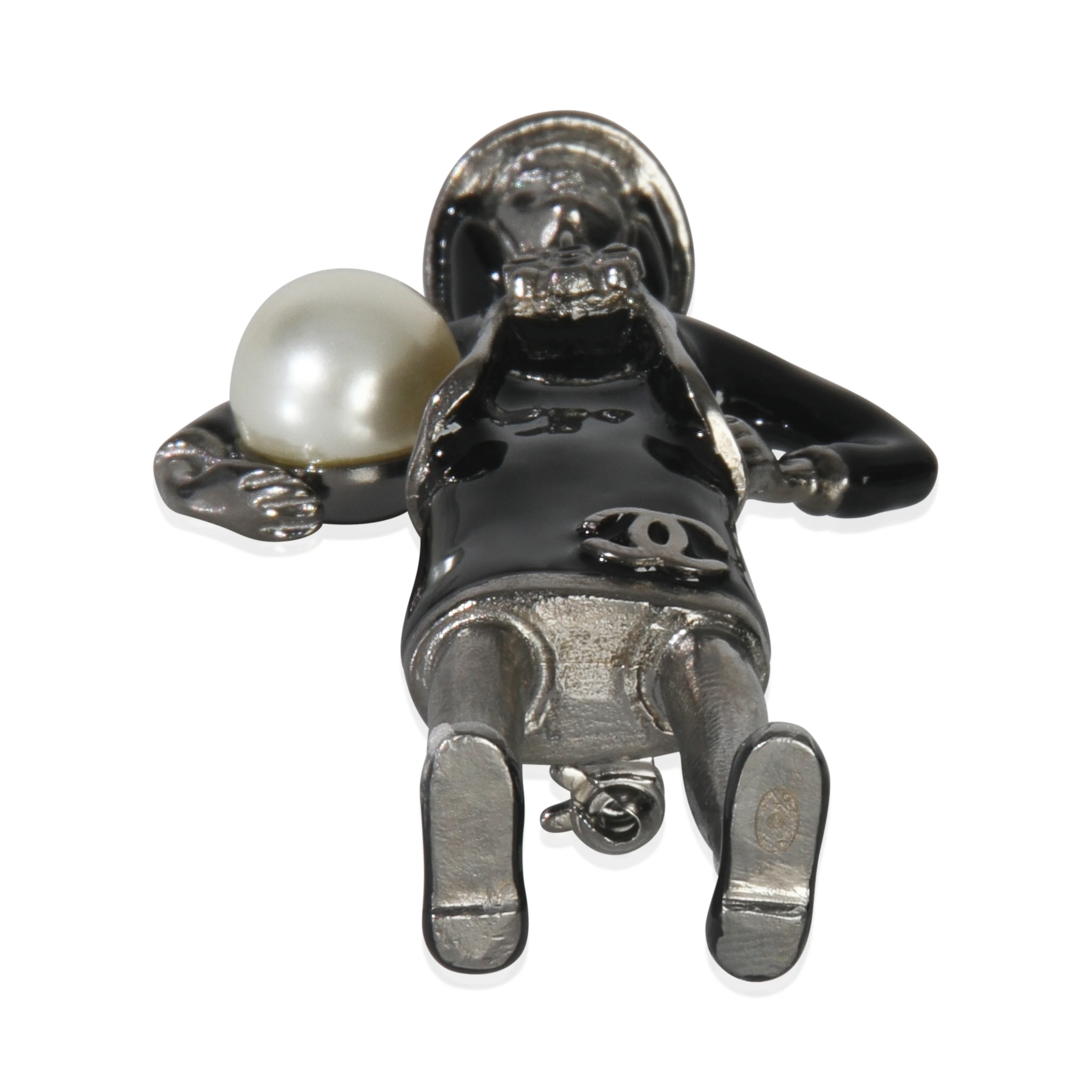 2012 Faux Pearl & Enamel Mademoiselle Brooch Brooch - Image 4