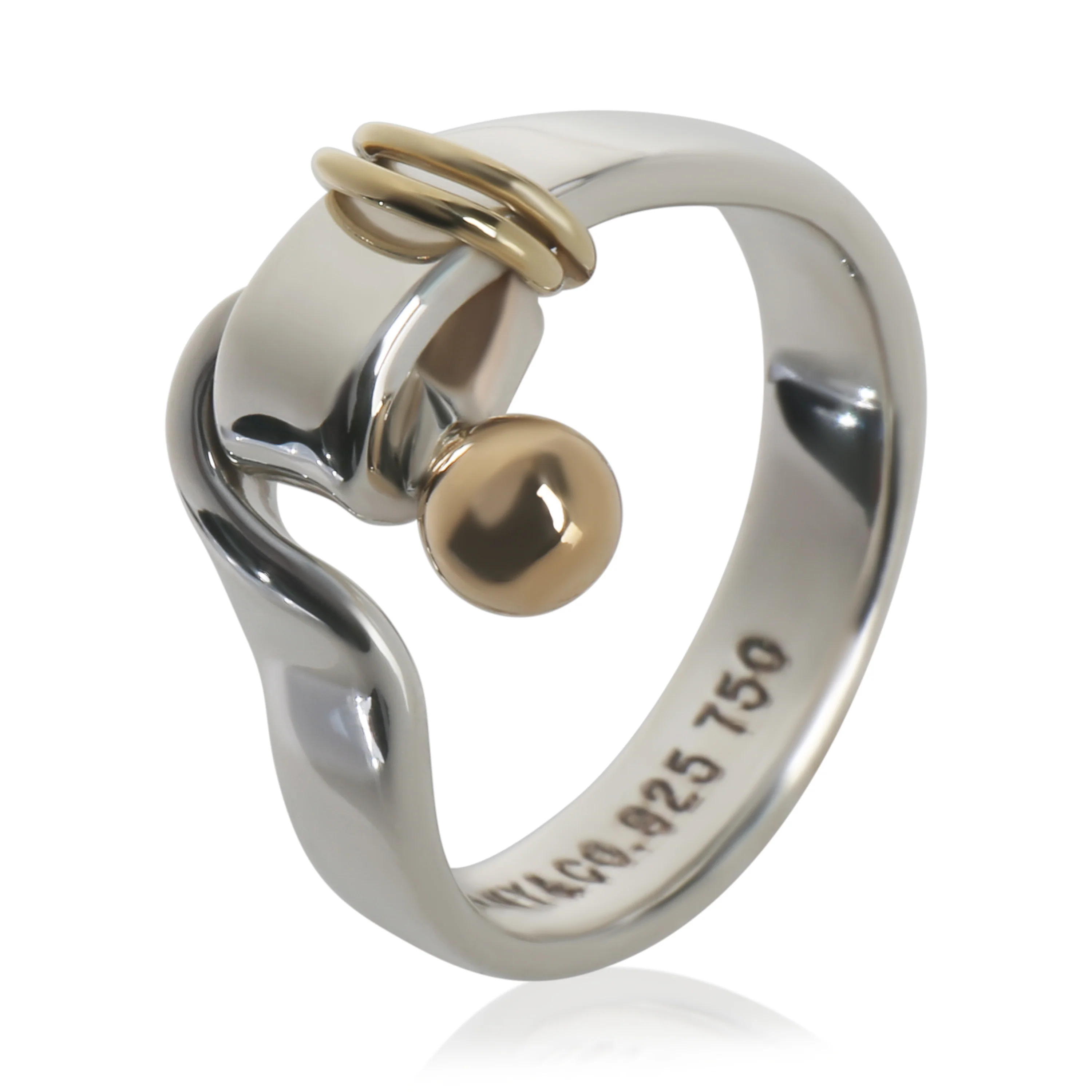 Yellow Gold & Sterling Silver  Vintage Hook Ring - Image 5