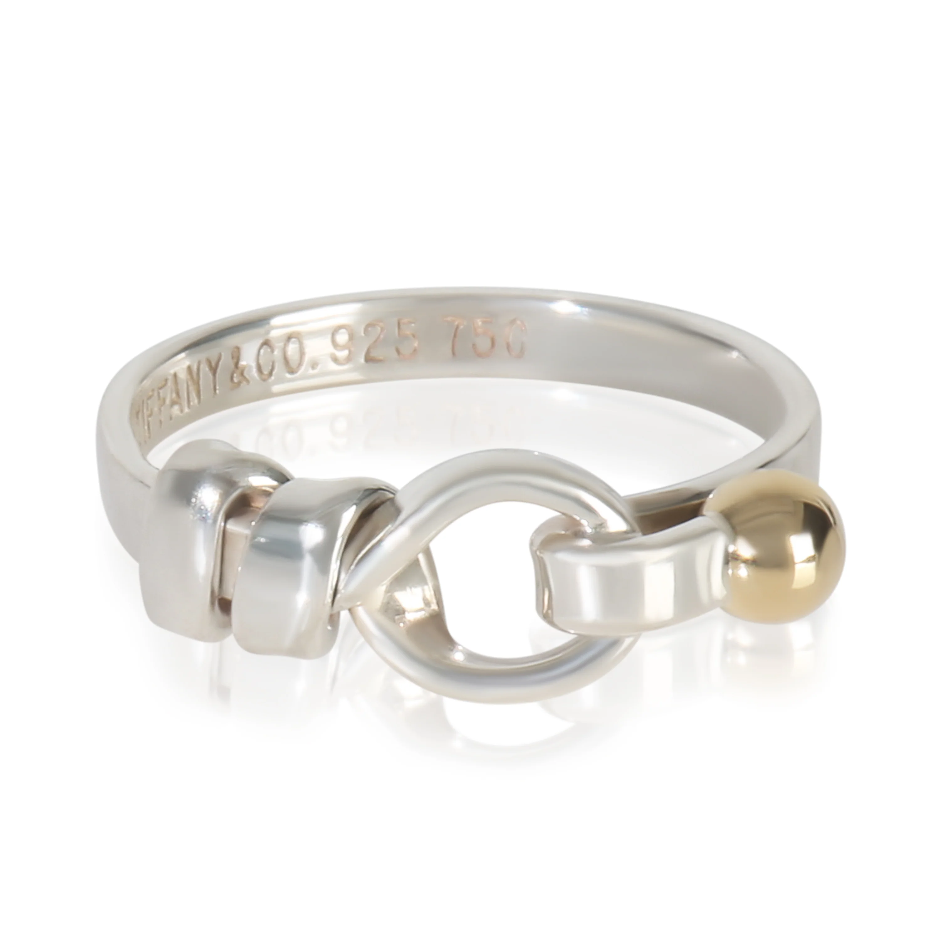 Yellow Gold & Sterling Silver  Vintage Hook Ring