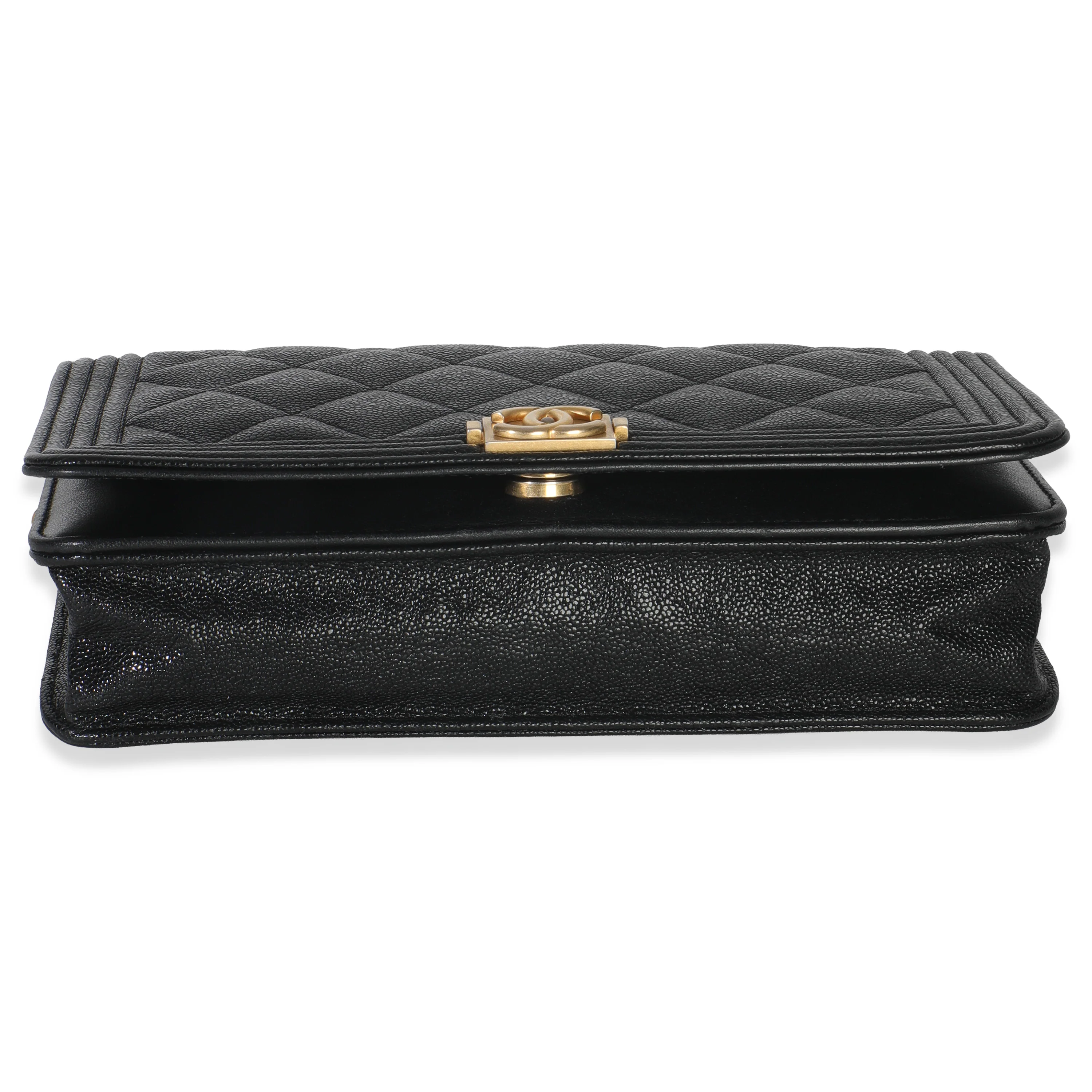 Black Quilted Caviar Boy Wallet On Chain - Image 4