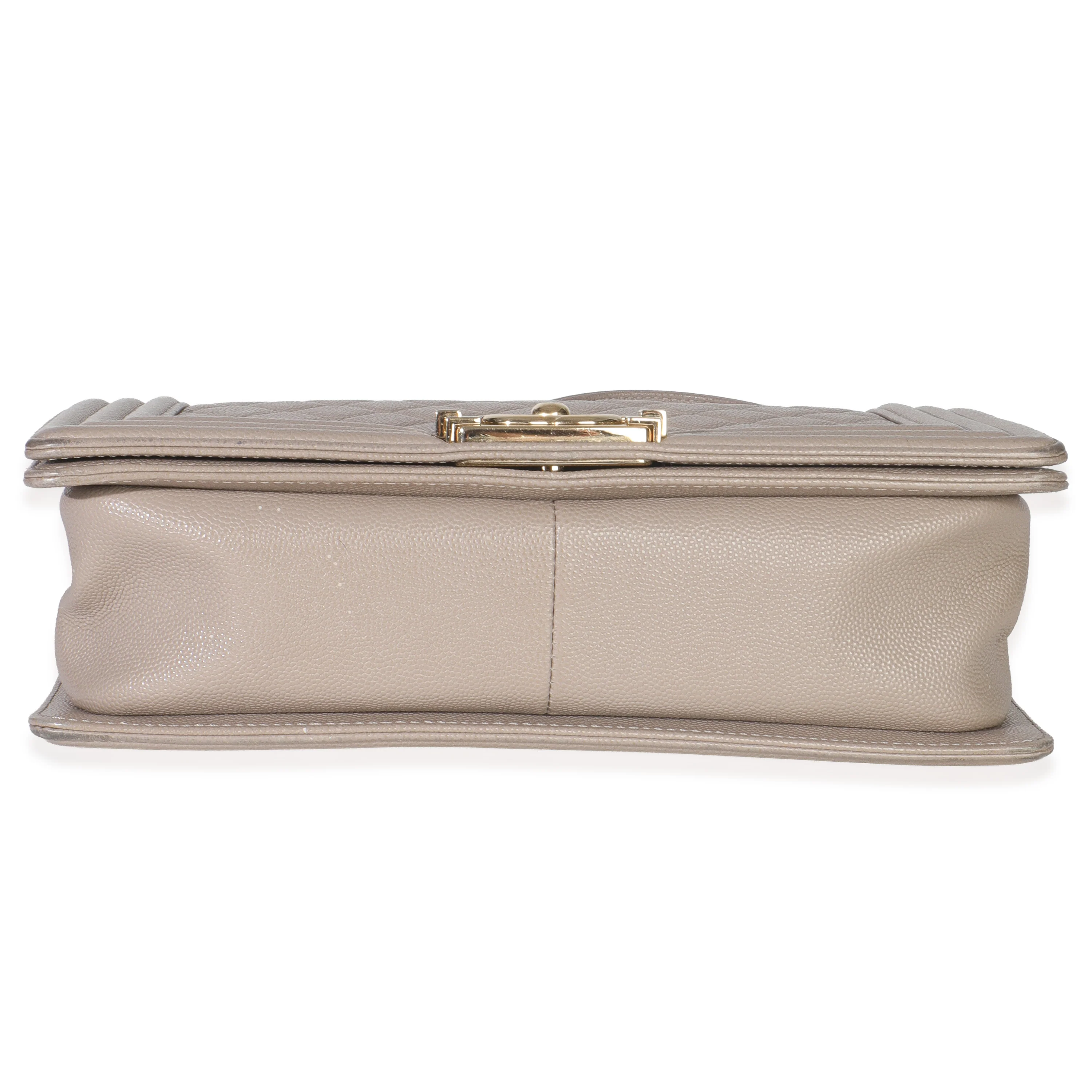 Beige Quilted Caviar Medium Boy Handbag - Image 5