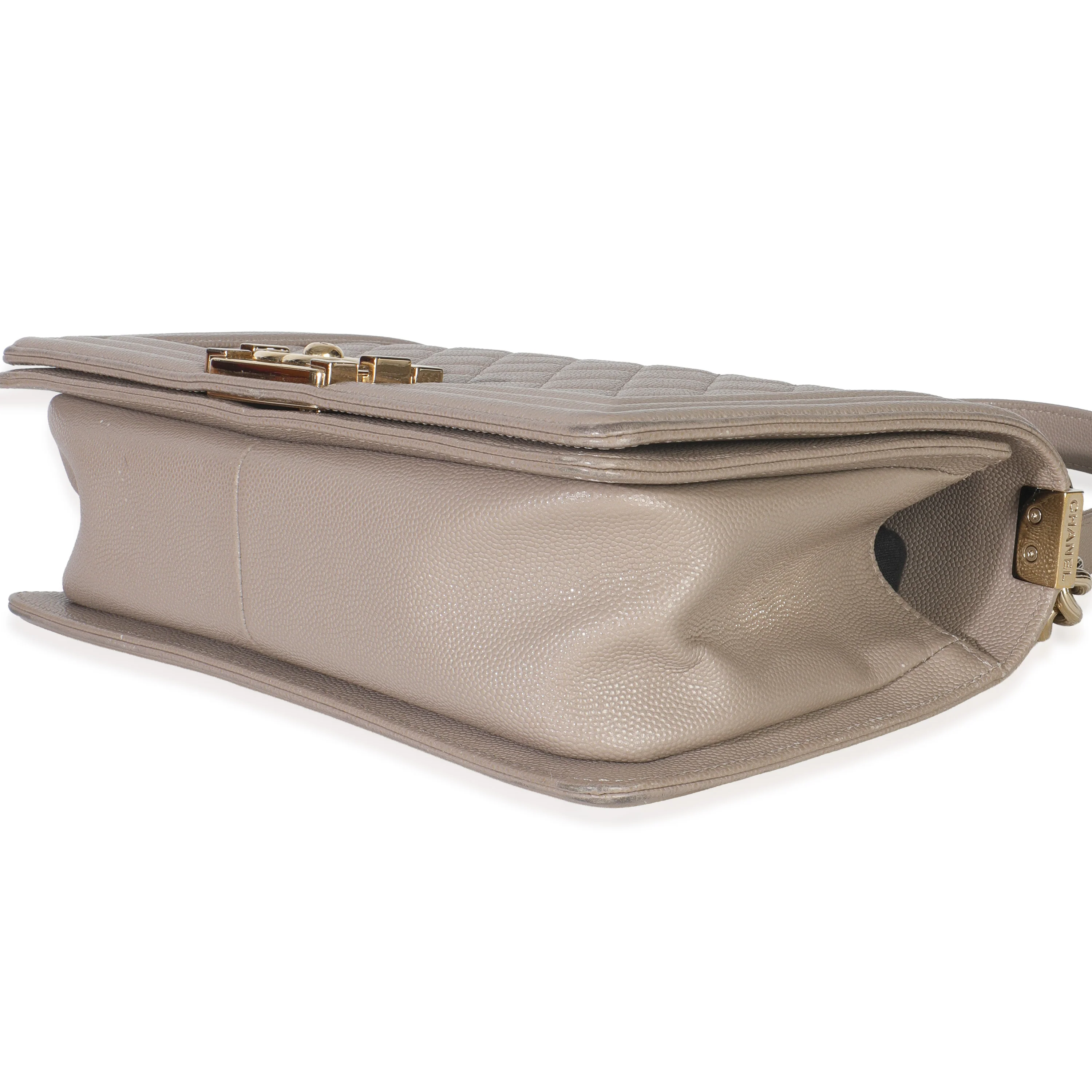 Beige Quilted Caviar Medium Boy Handbag - Image 7