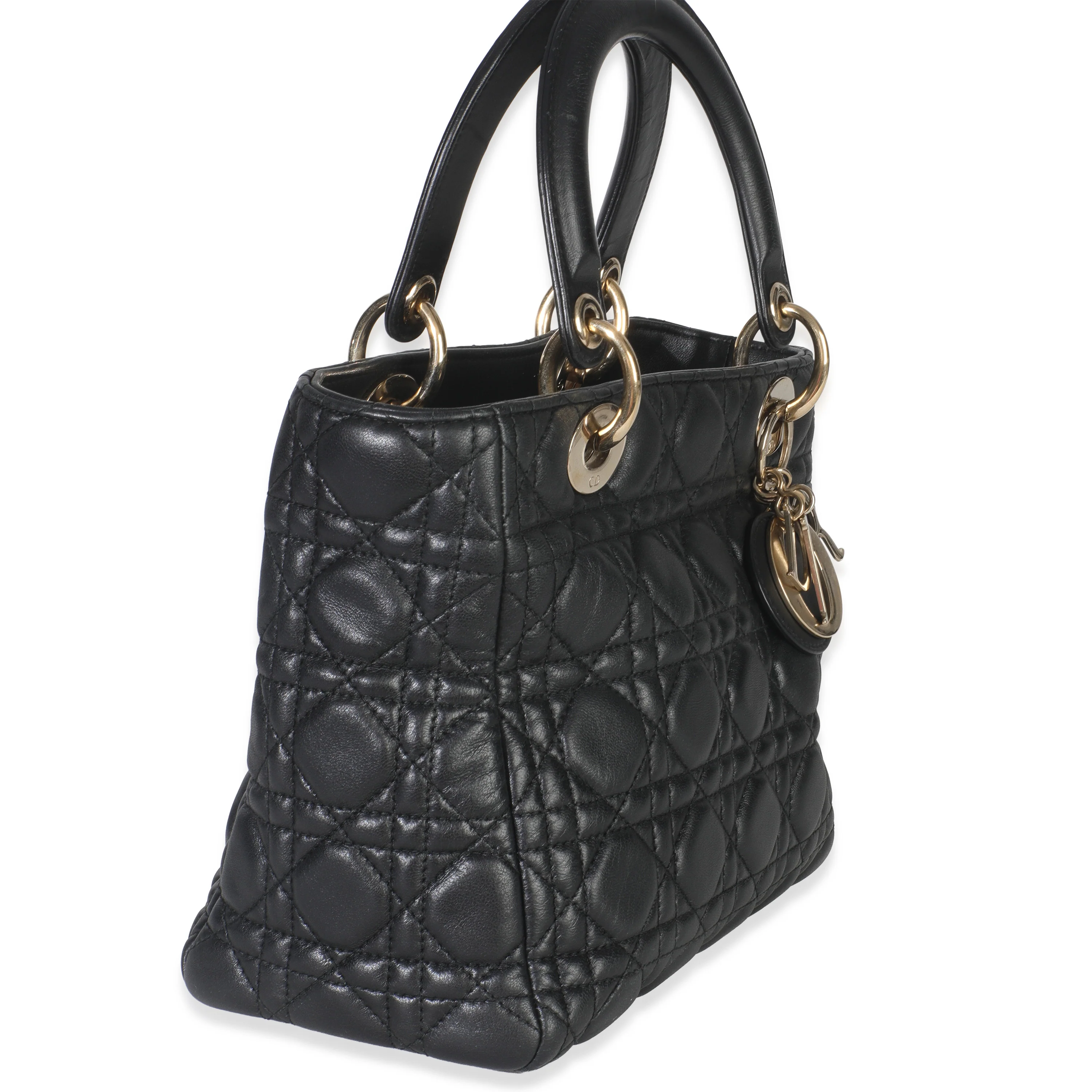 Black Lambskin Cannage Medium Lady Dior - Image 2