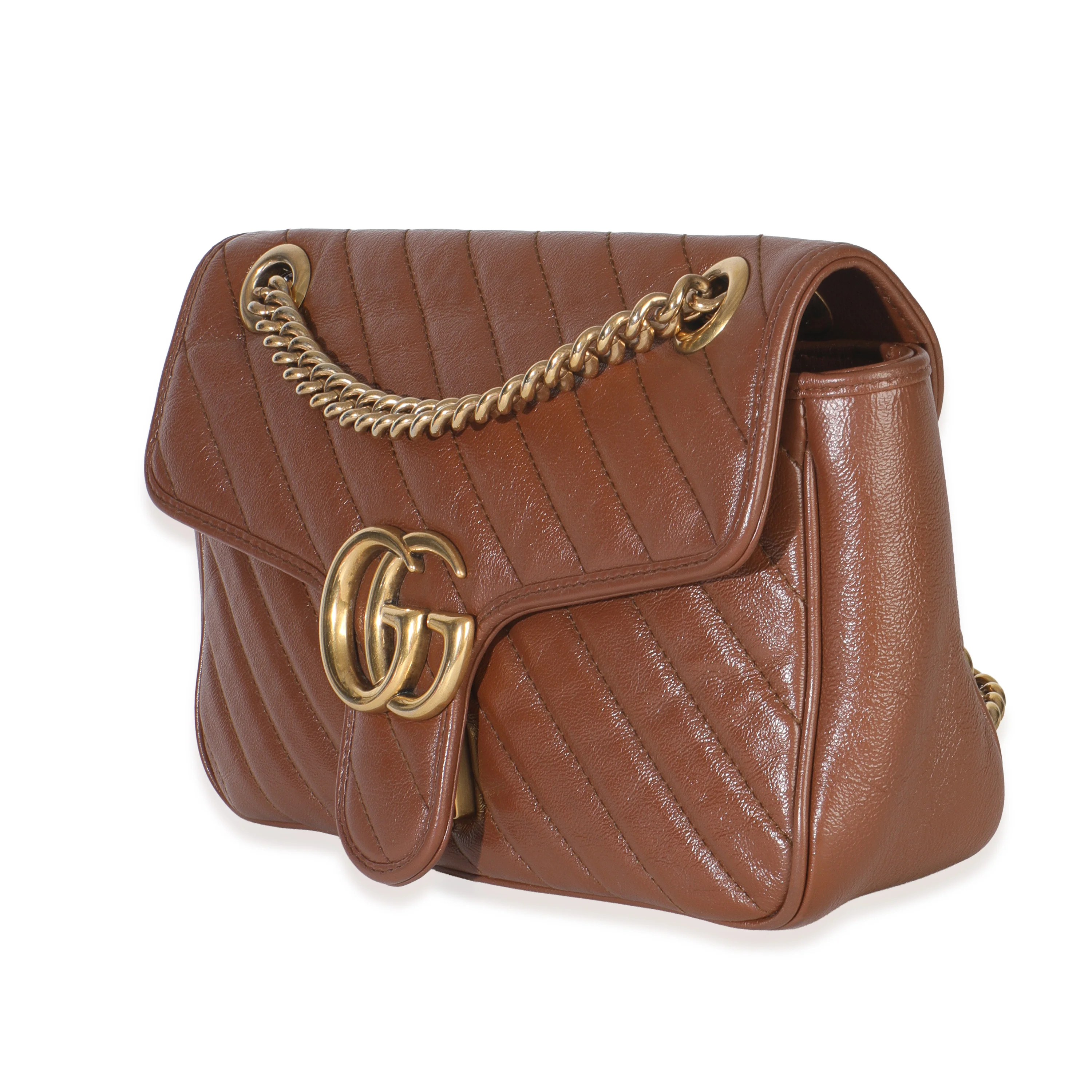 Brown Diagonal Matelasse Quilted Calfskin Small Marmont Shoulder Bag - Image 2