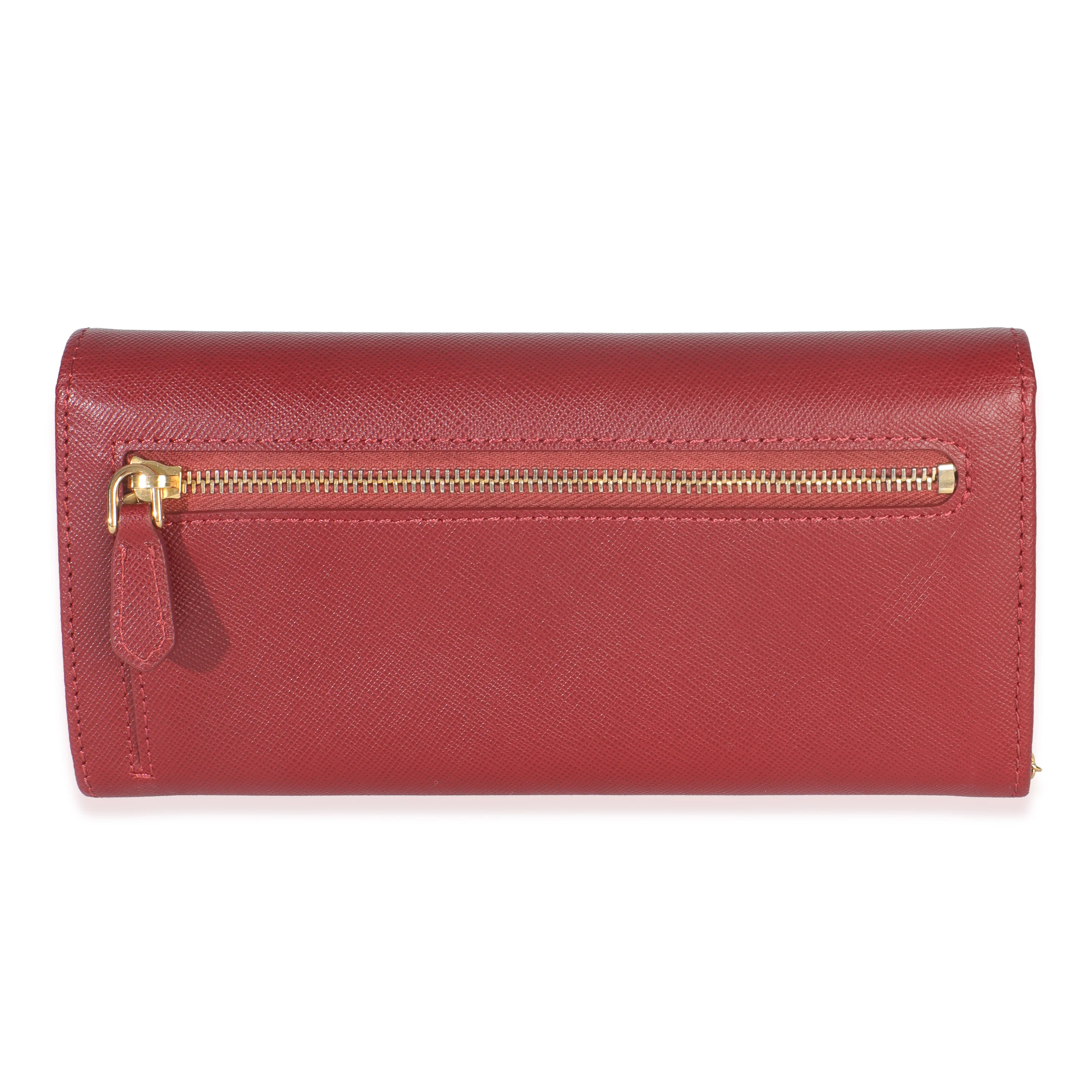 Red Saffiano Logo Continental Flap Wallet - Image 4