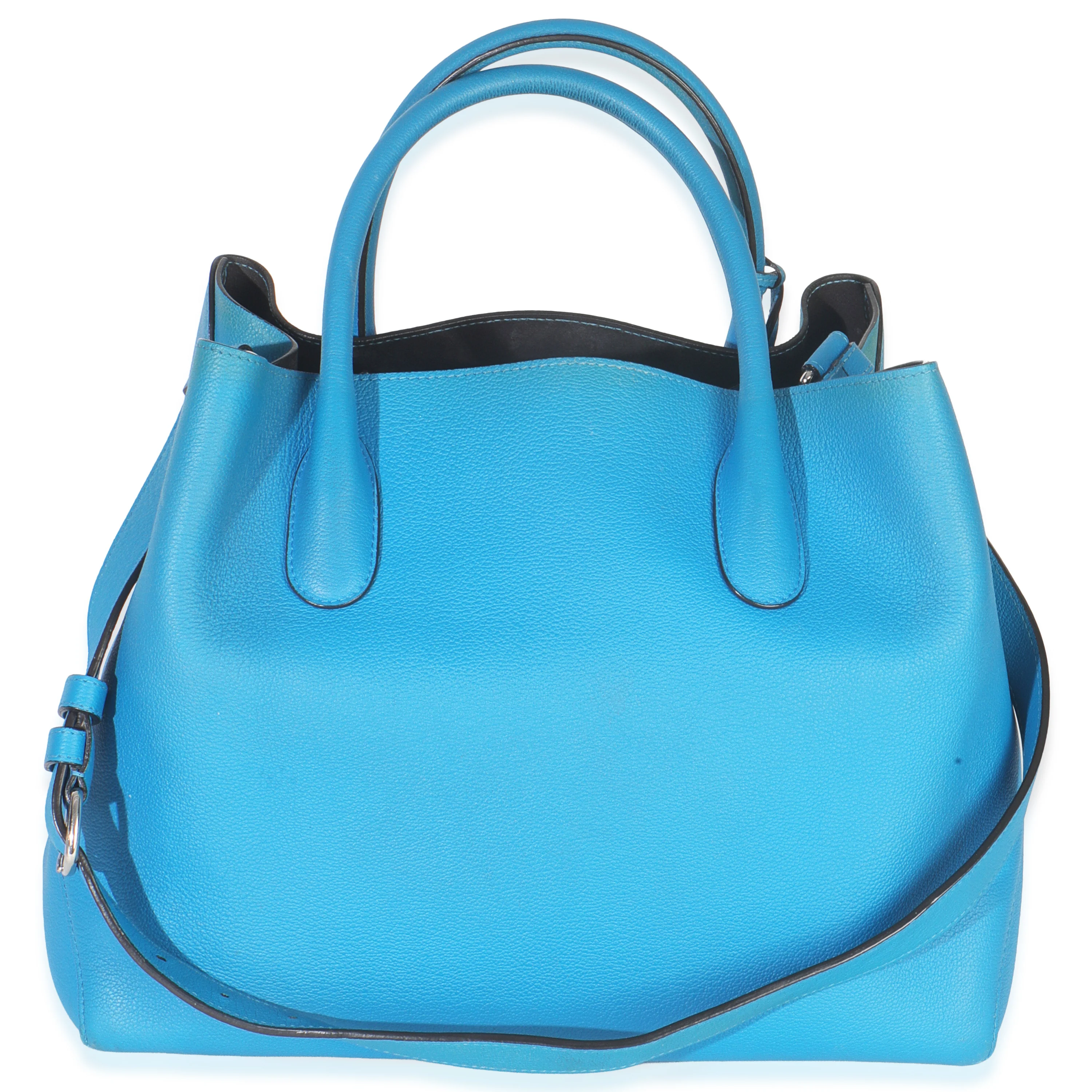 Blue Supple Grained Calfskin Large Open Bar Tote - Image 4