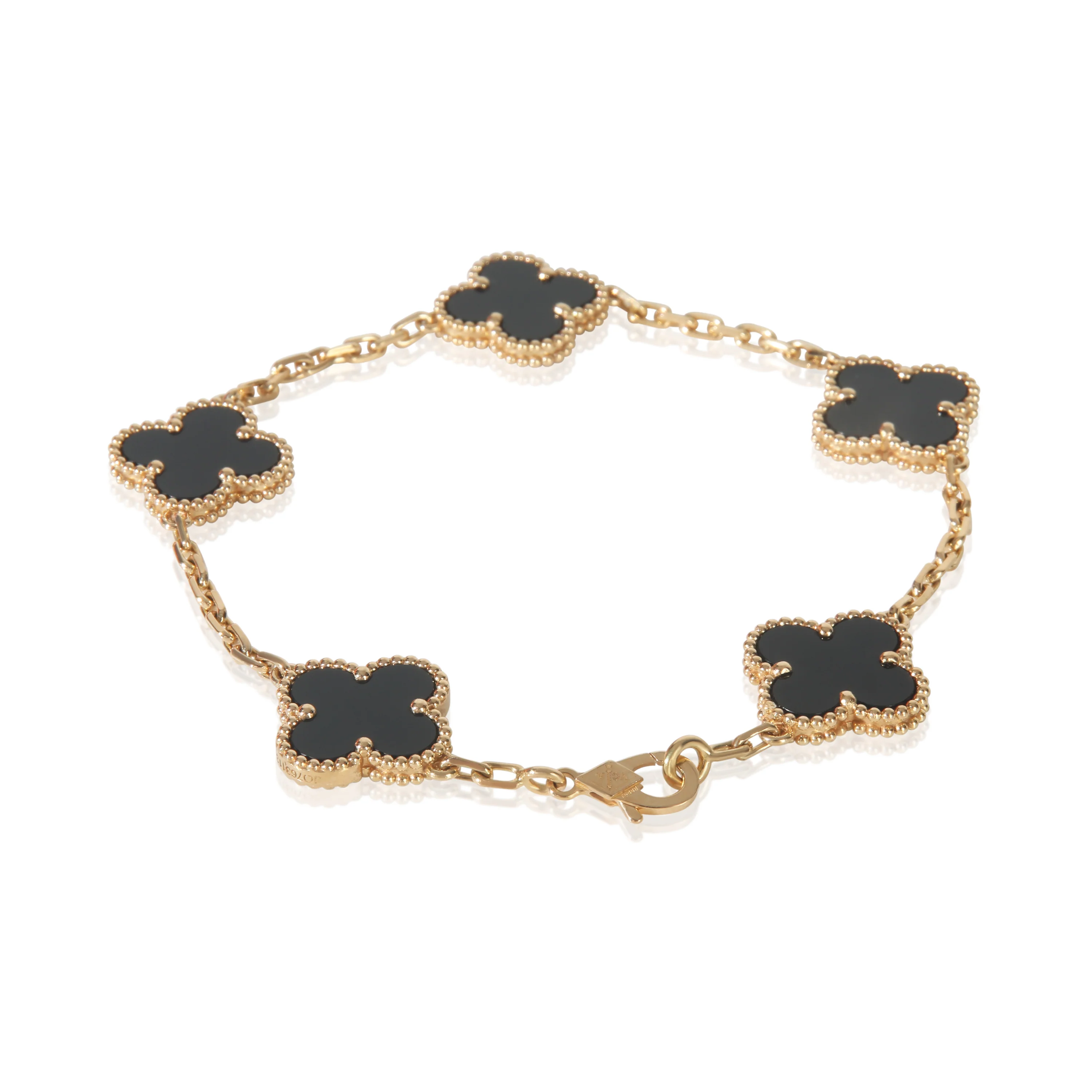 Yellow Gold Onyx Vintage Alhambra Bracelet - Image 3