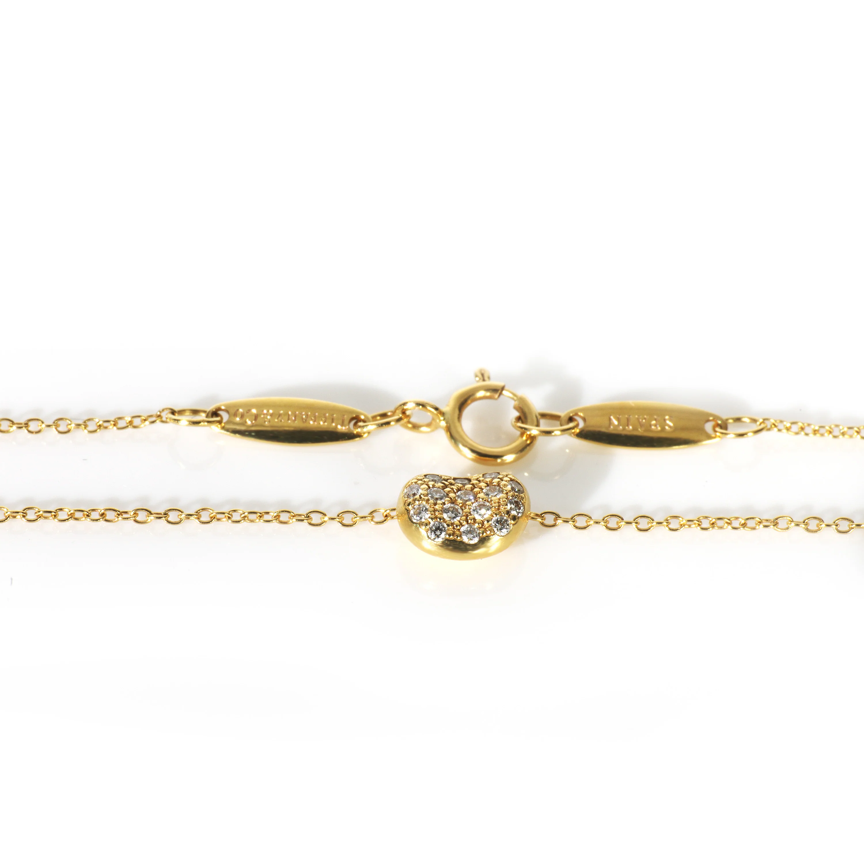 Yellow Gold Diamond Elsa Peretti Bean Pendant - Image 3