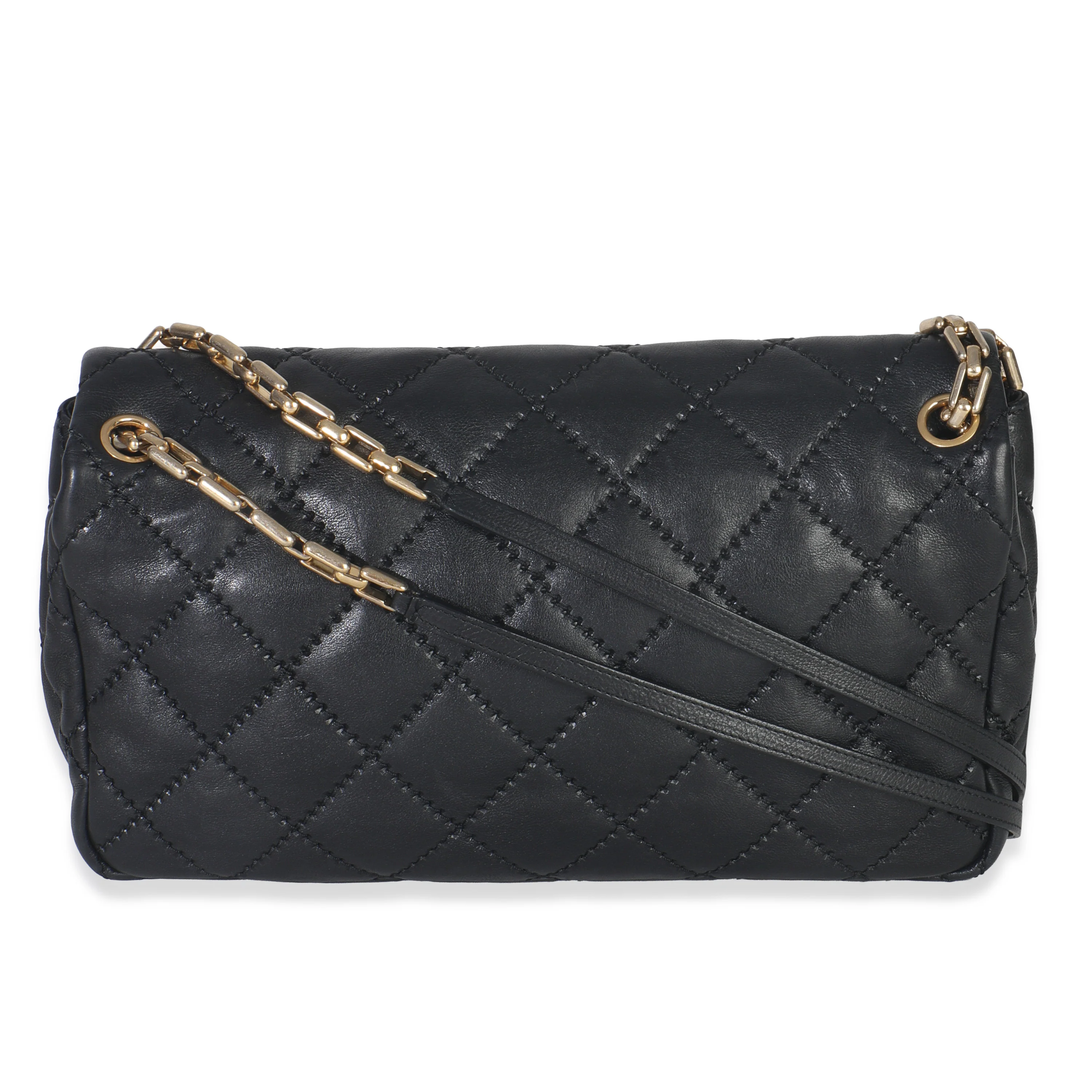 Black Ultimate Stitch Calfskin Retro Chain Flap Bag - Image 4