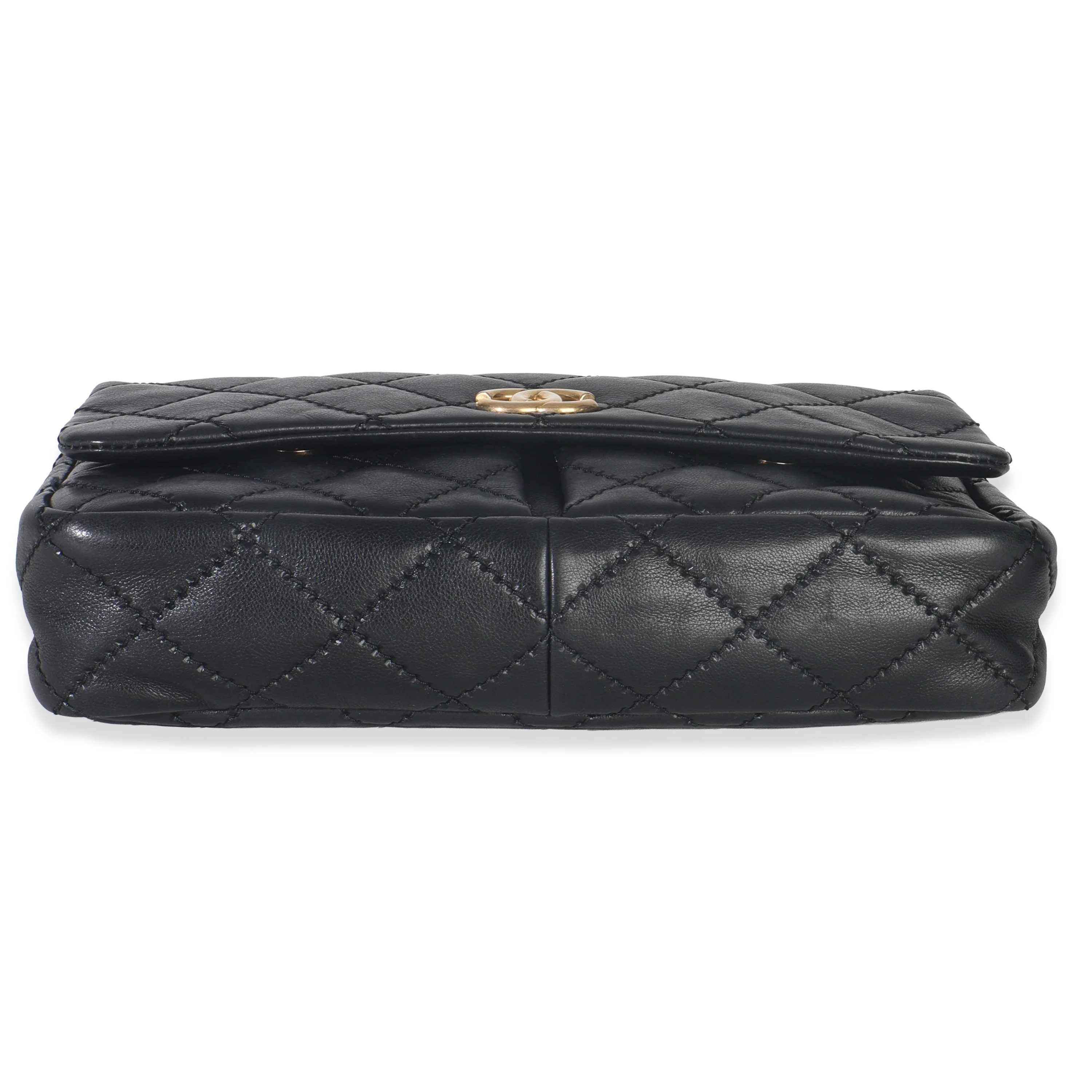 Black Ultimate Stitch Calfskin Retro Chain Flap Bag - Image 7