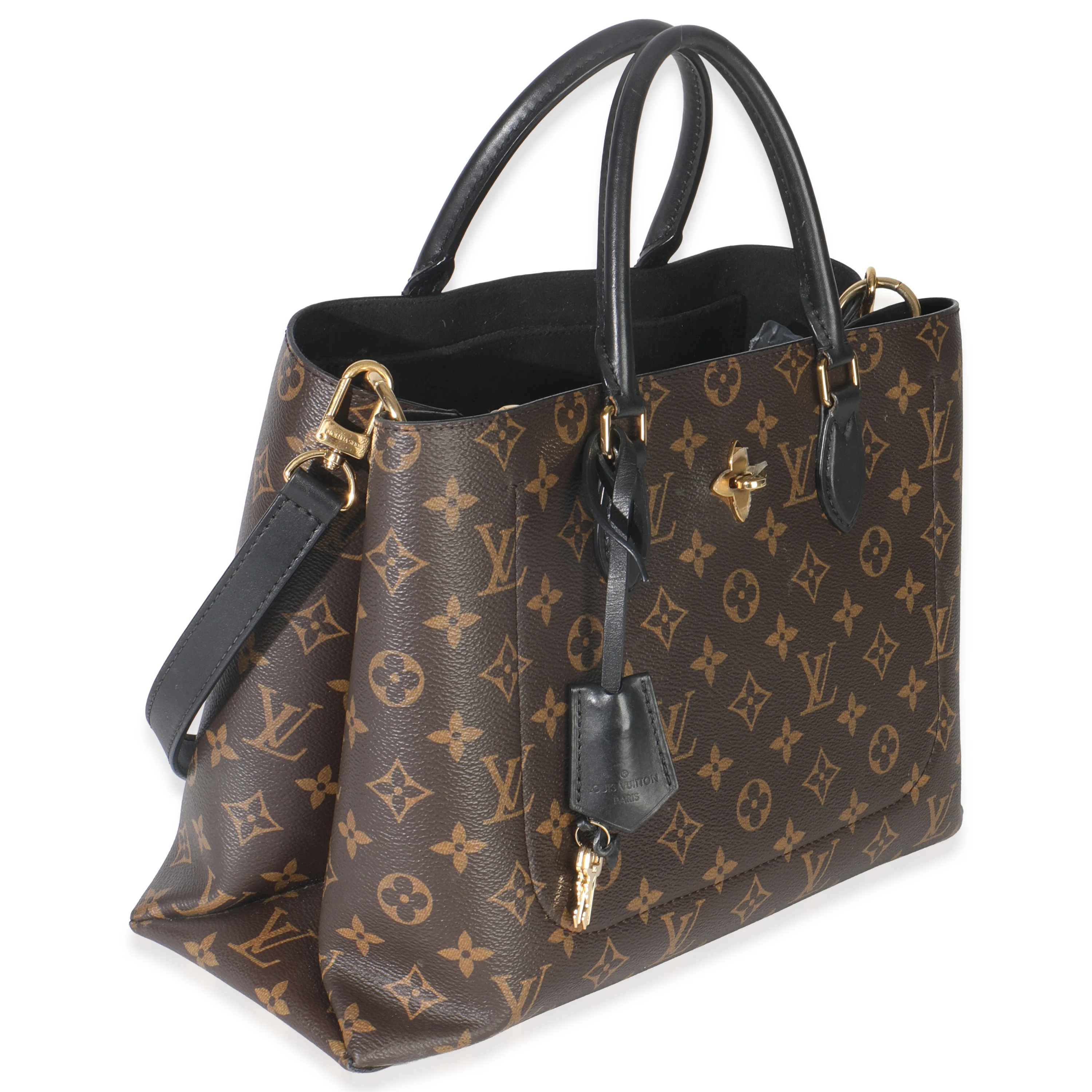 Black Monogram Canvas Flower Tote - Image 3