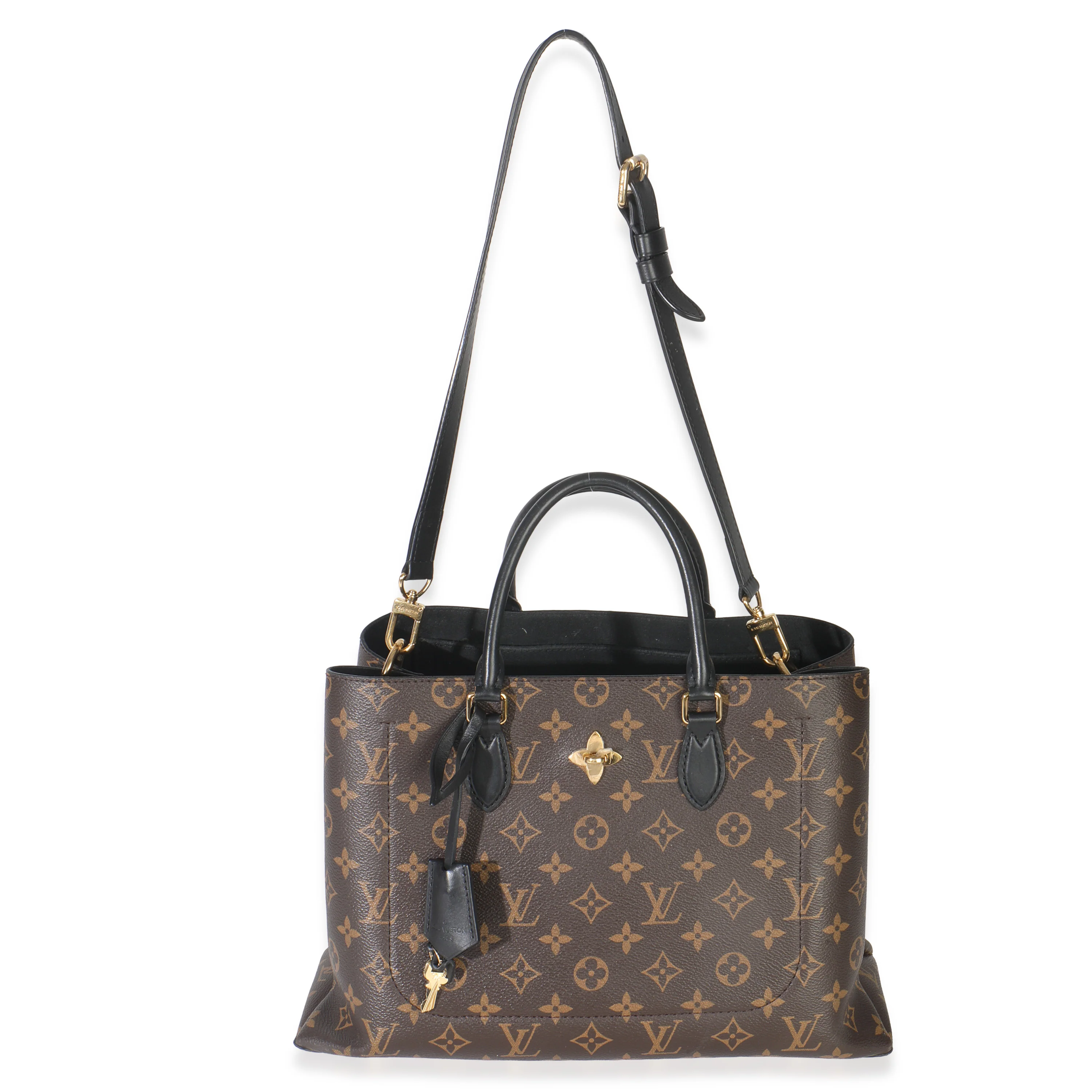 Black Monogram Canvas Flower Tote - Image 5