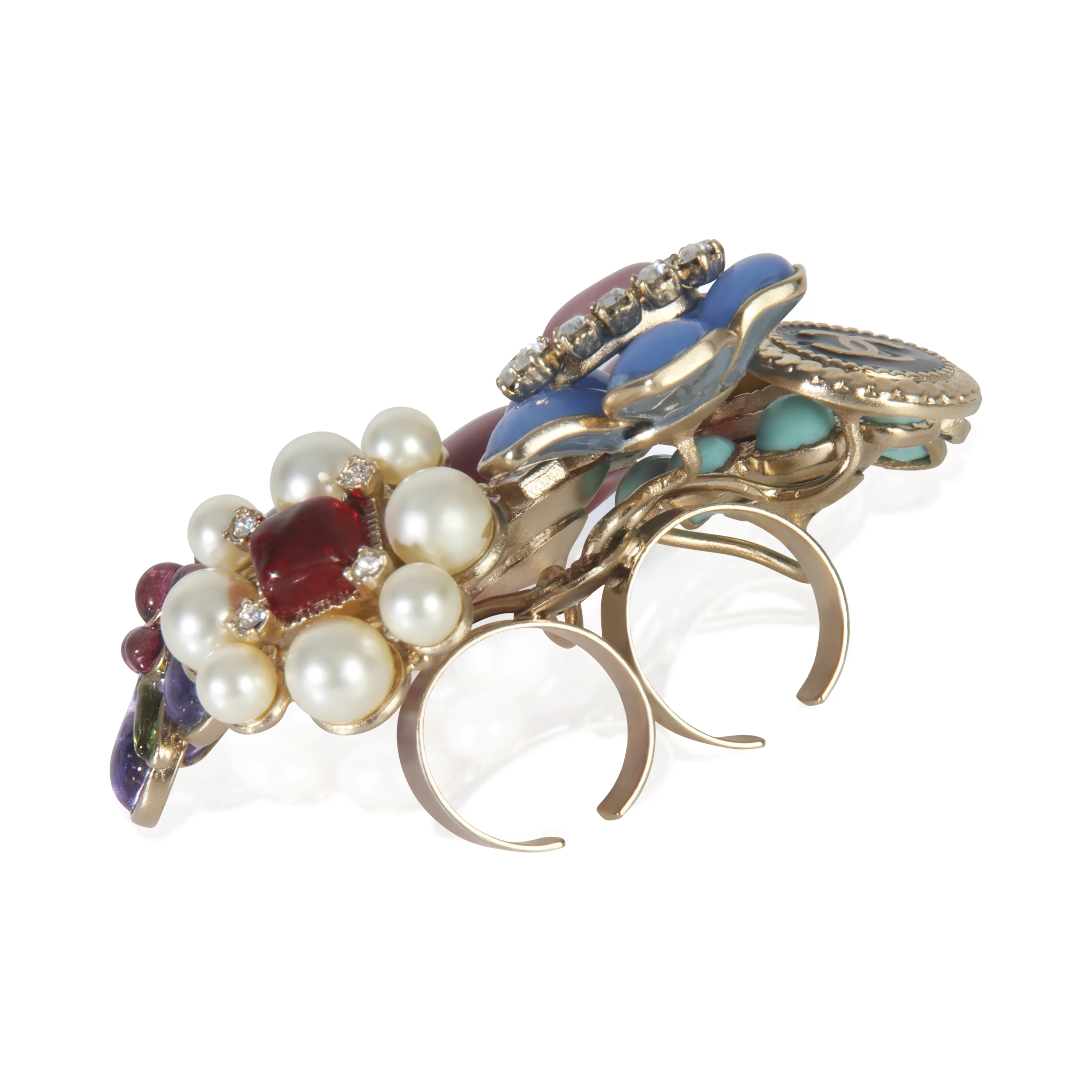 Gold-Plated  2009 Gripoix Double Finger Ring - Image 3