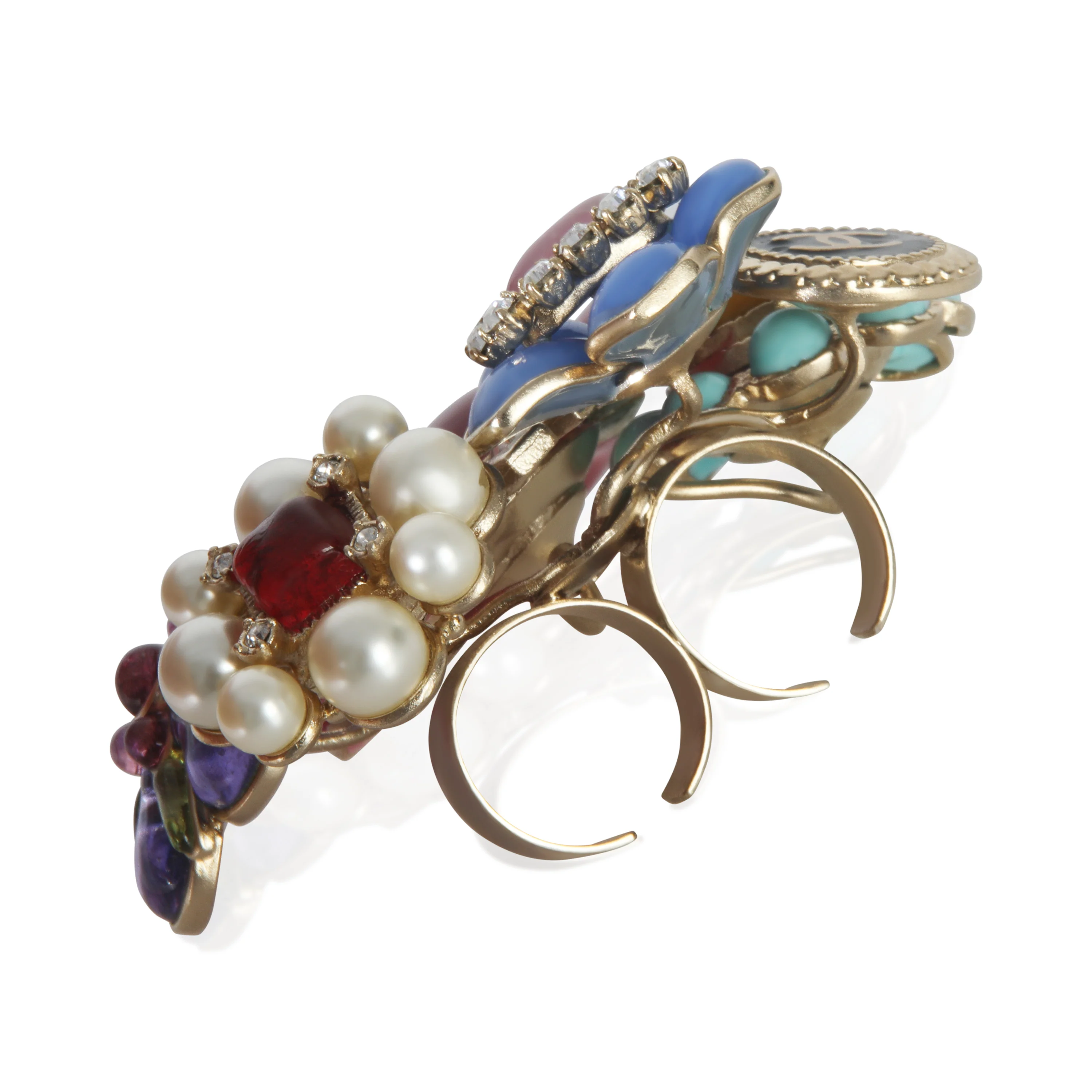 Gold-Plated  2009 Gripoix Double Finger Ring - Image 5