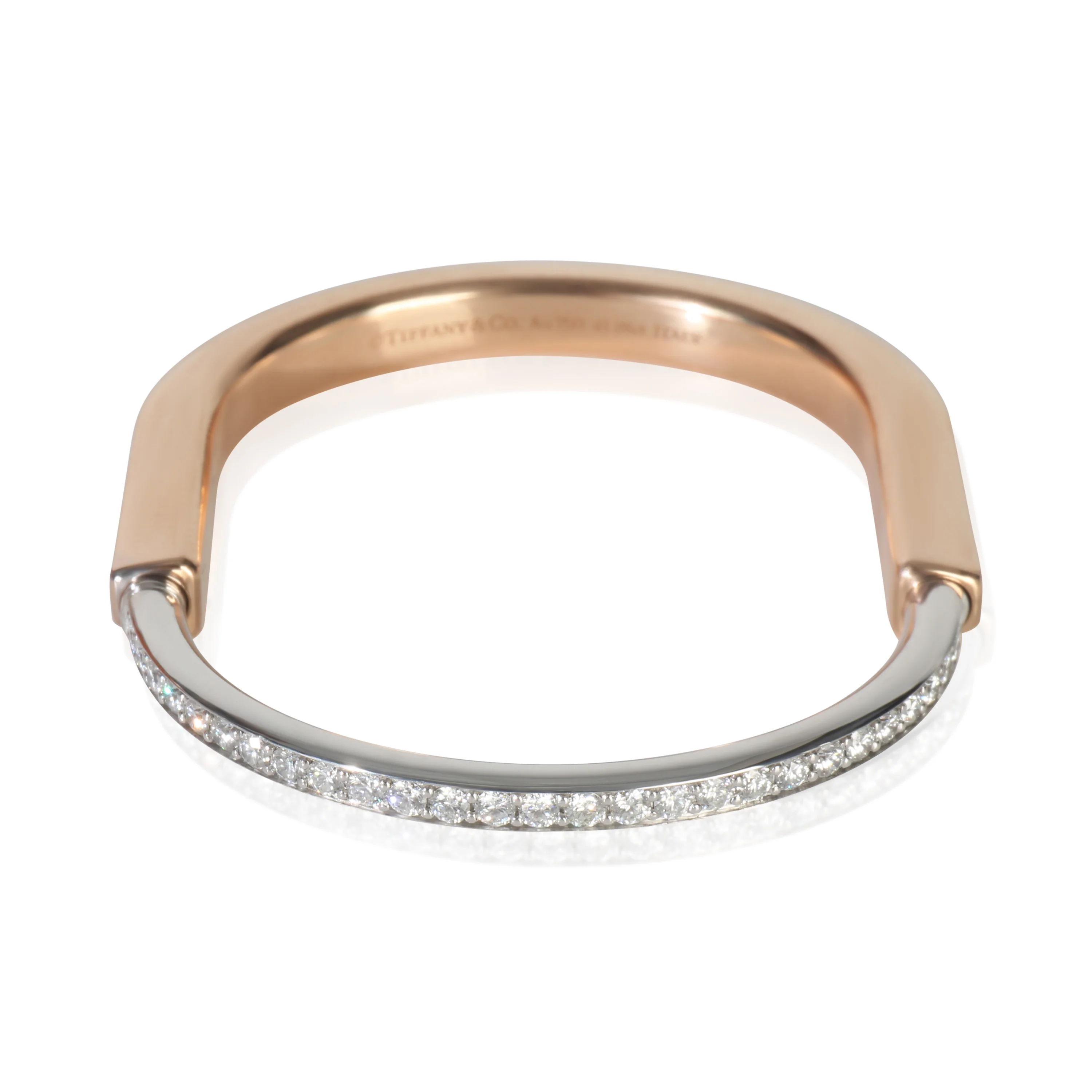 White Gold & Yellow Gold Diamond Lock Bracelet - Image 2