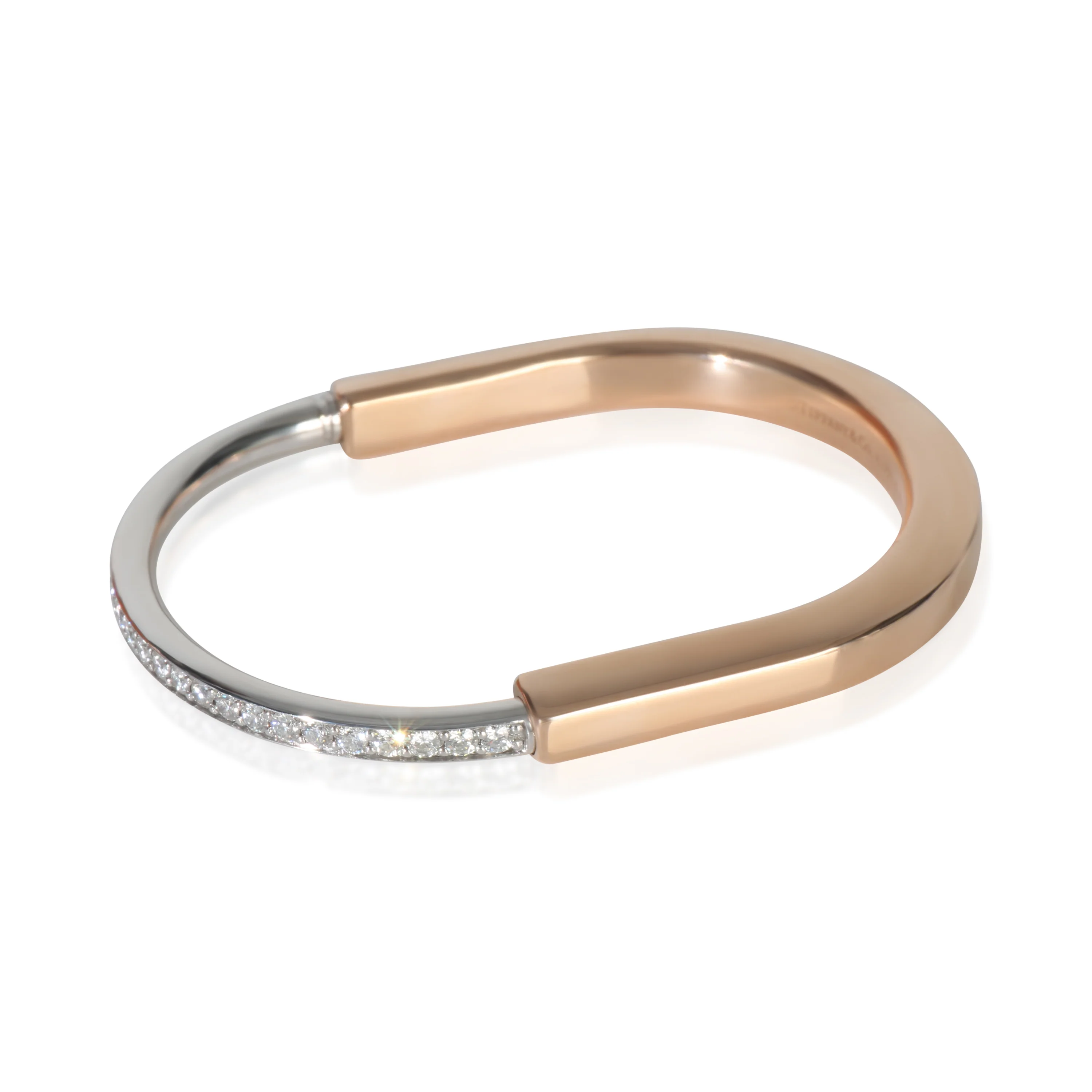 White Gold & Yellow Gold Diamond Lock Bracelet - Image 3