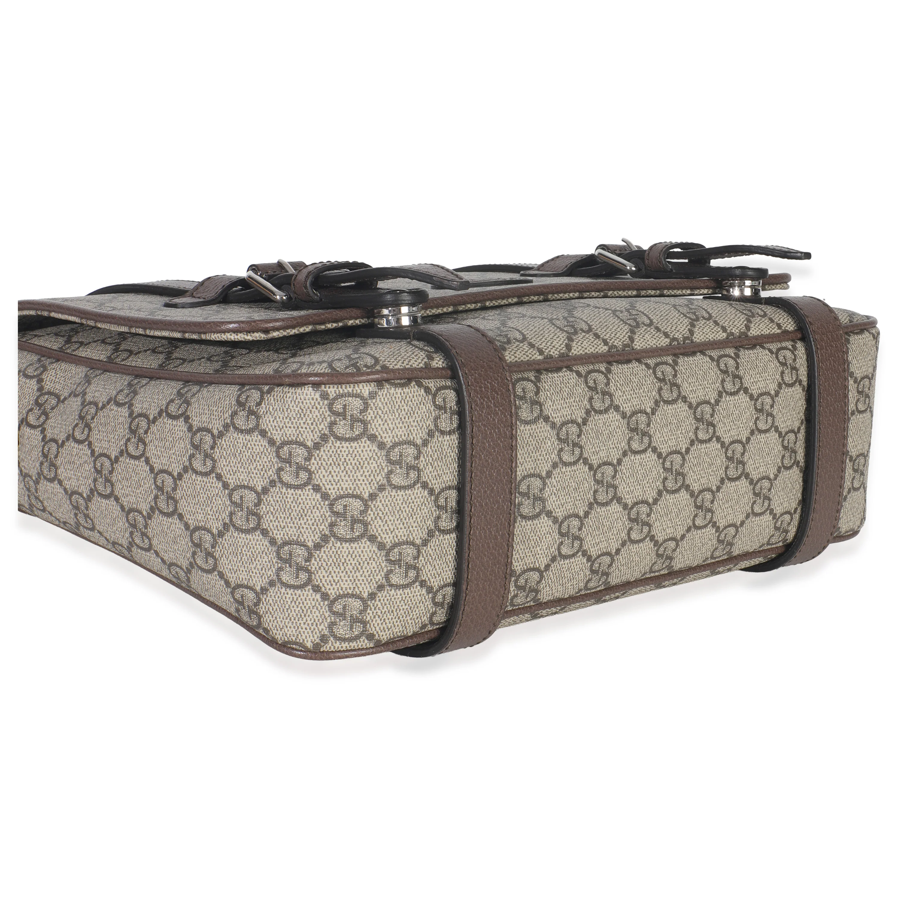 Beige GG Supreme Canvas Calfskin Retro Interlocking G Messenger Bag - Image 6