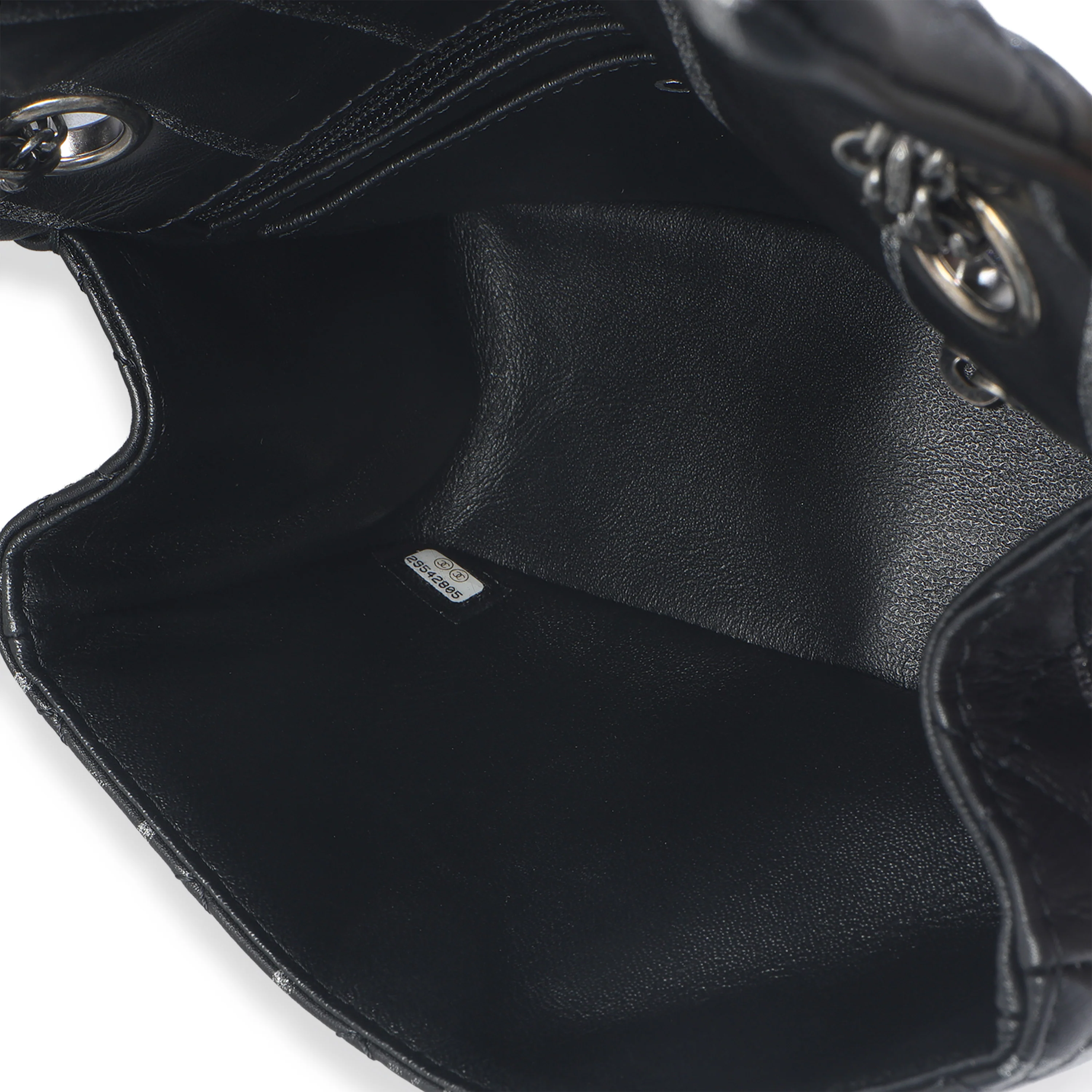 Black Quilted Aged Calfskin Glitter Stripe Mini Reissue 2.55 Flap Bag - Image 9