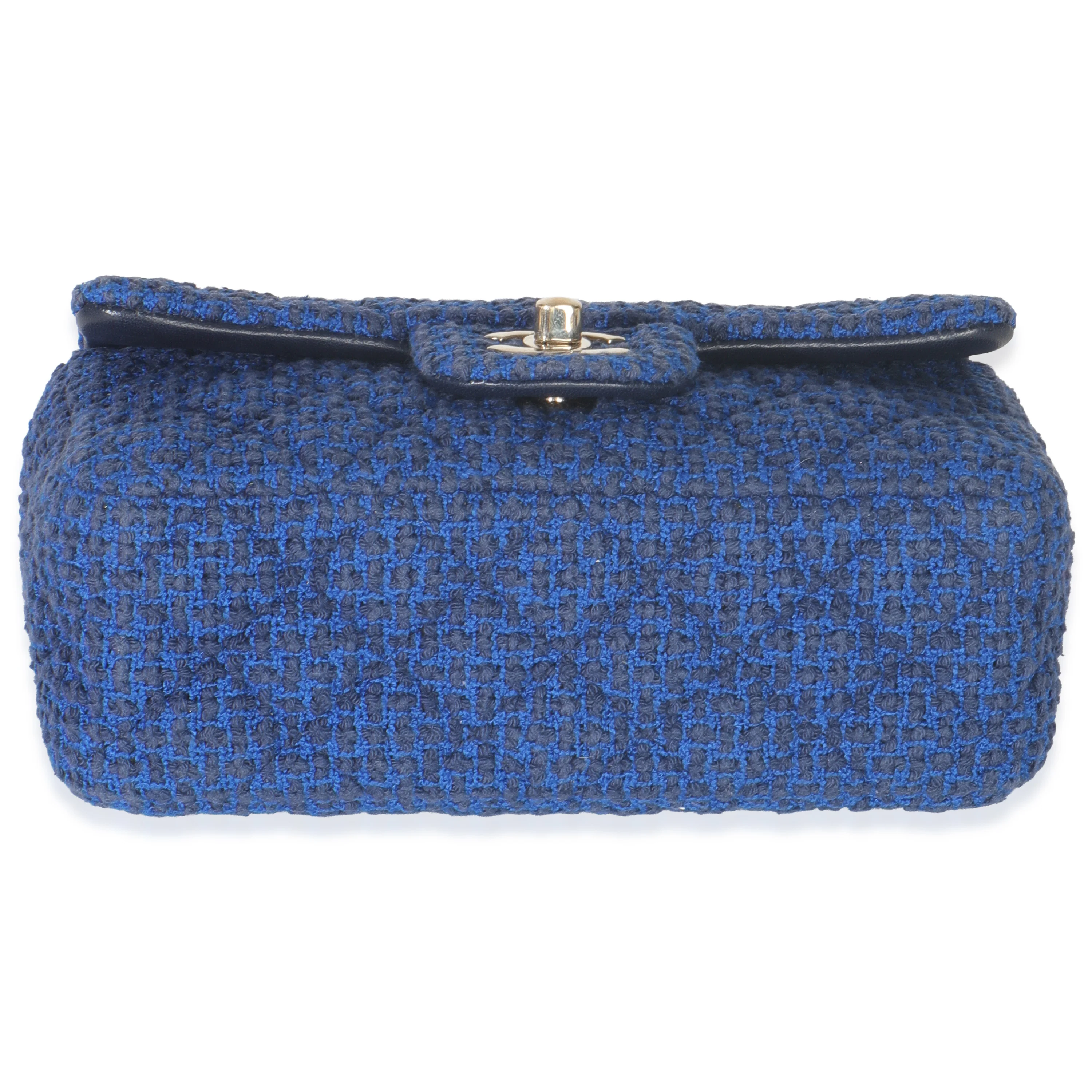 Electric Blue Tweed Mini Rectangular Flap Bag - Image 5