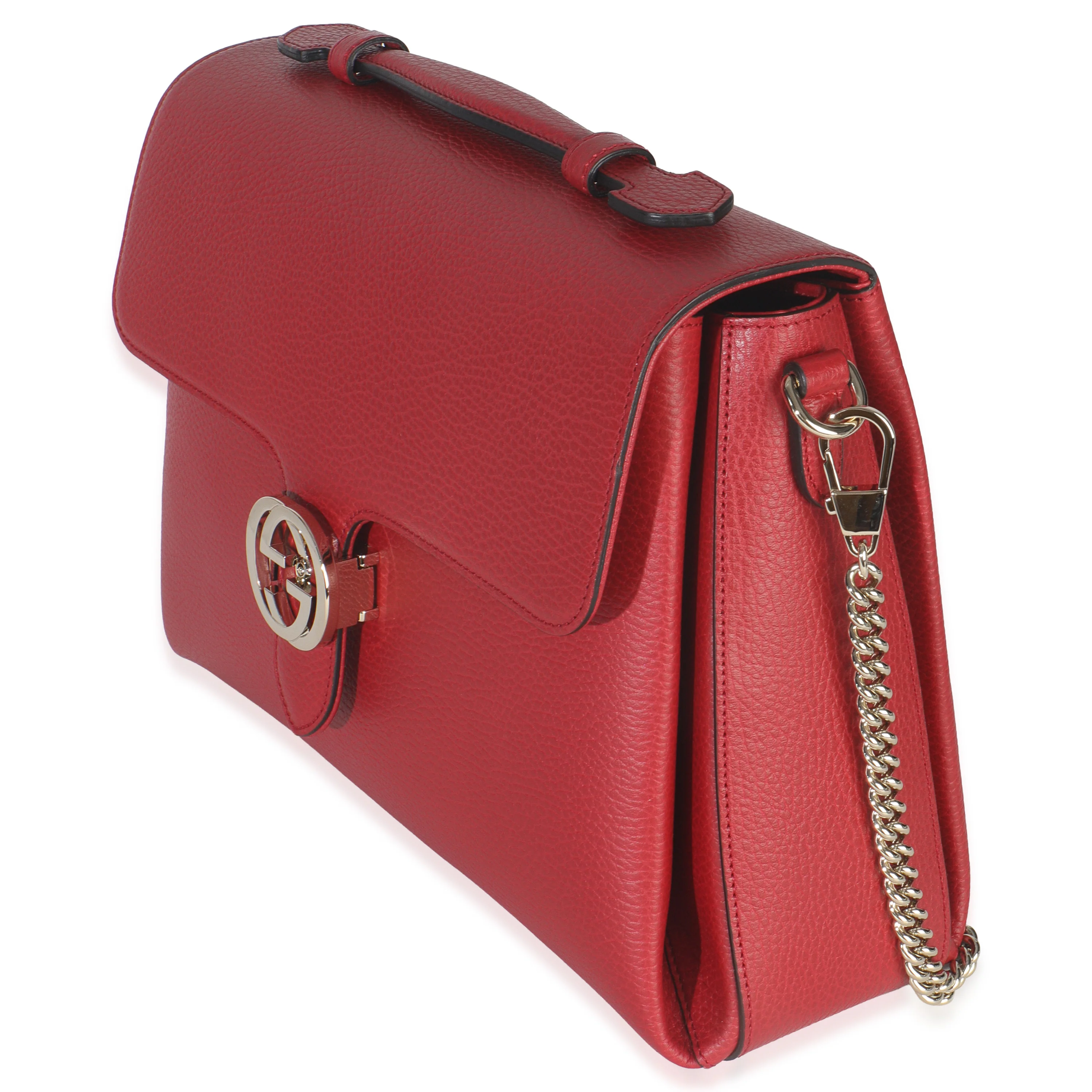 Red Dollar Calfskin Medium Interlocking G Top Handle Bag - Image 2