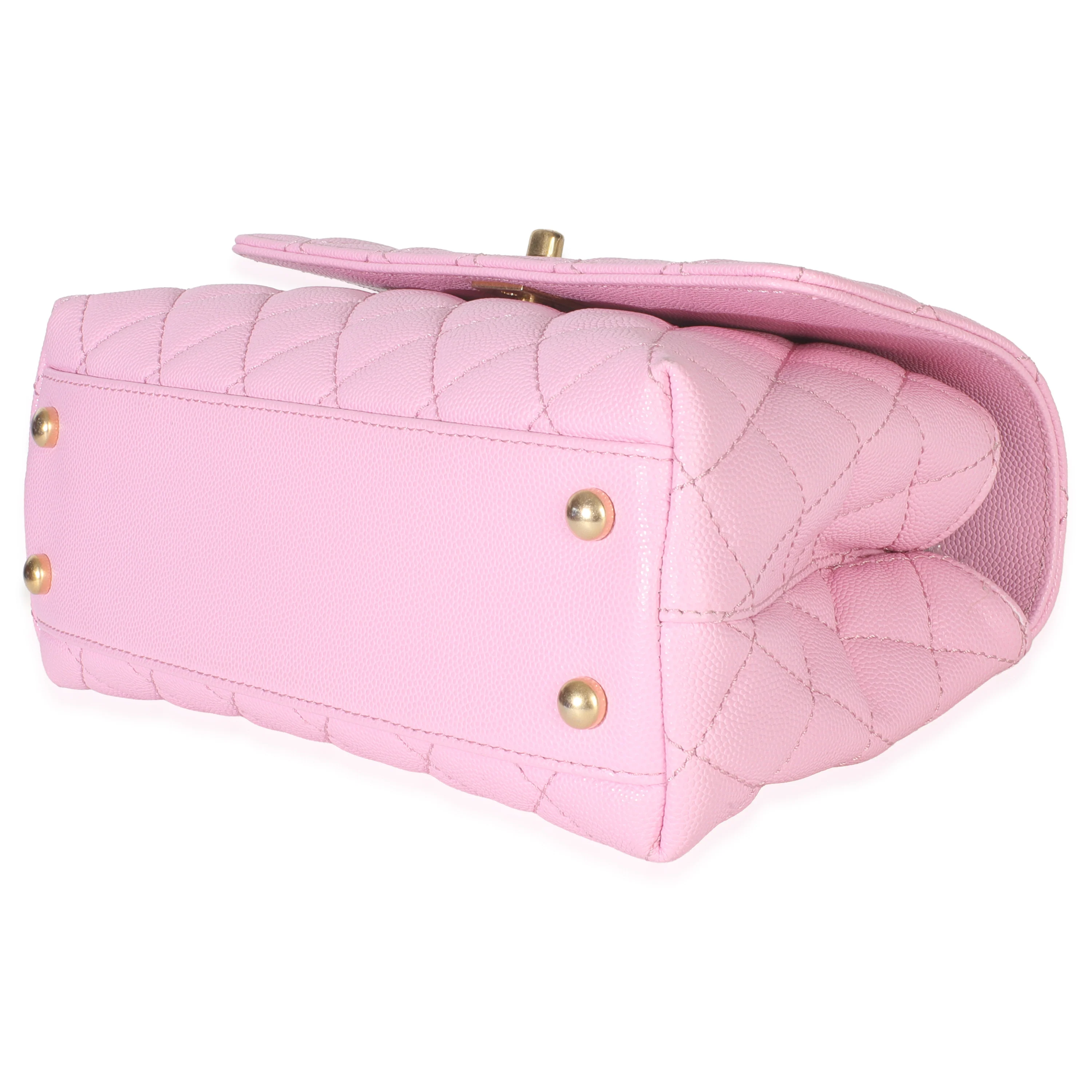 Pink Quilted Caviar Small Coco Chain Handle Handbag - Image 7